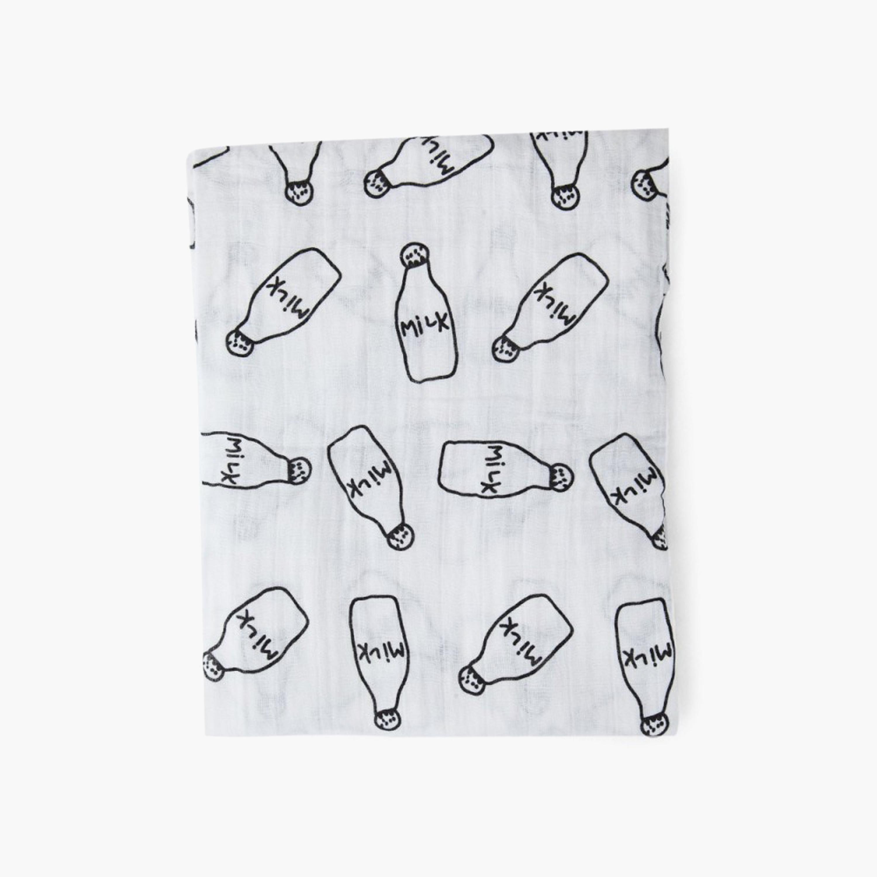 Eazy Kids Milk Bottle Printed Muslin Swaddle & Bib Set – XL-baby-nursery-blanketsandswaddles-blanketsandquilts-image-6