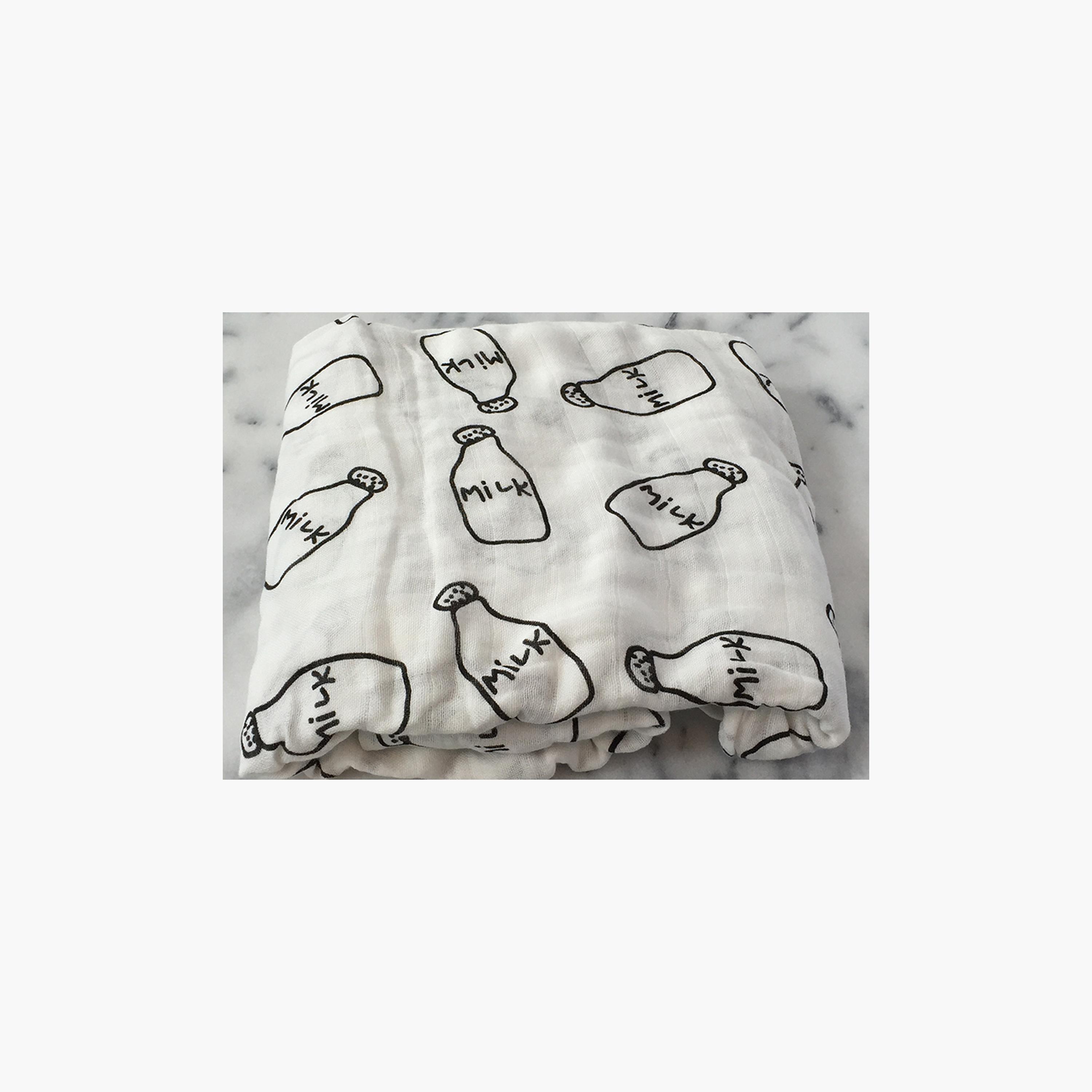 Eazy Kids Milk Bottle Printed Muslin Swaddle & Bib Set – XL-baby-nursery-blanketsandswaddles-blanketsandquilts-image-7