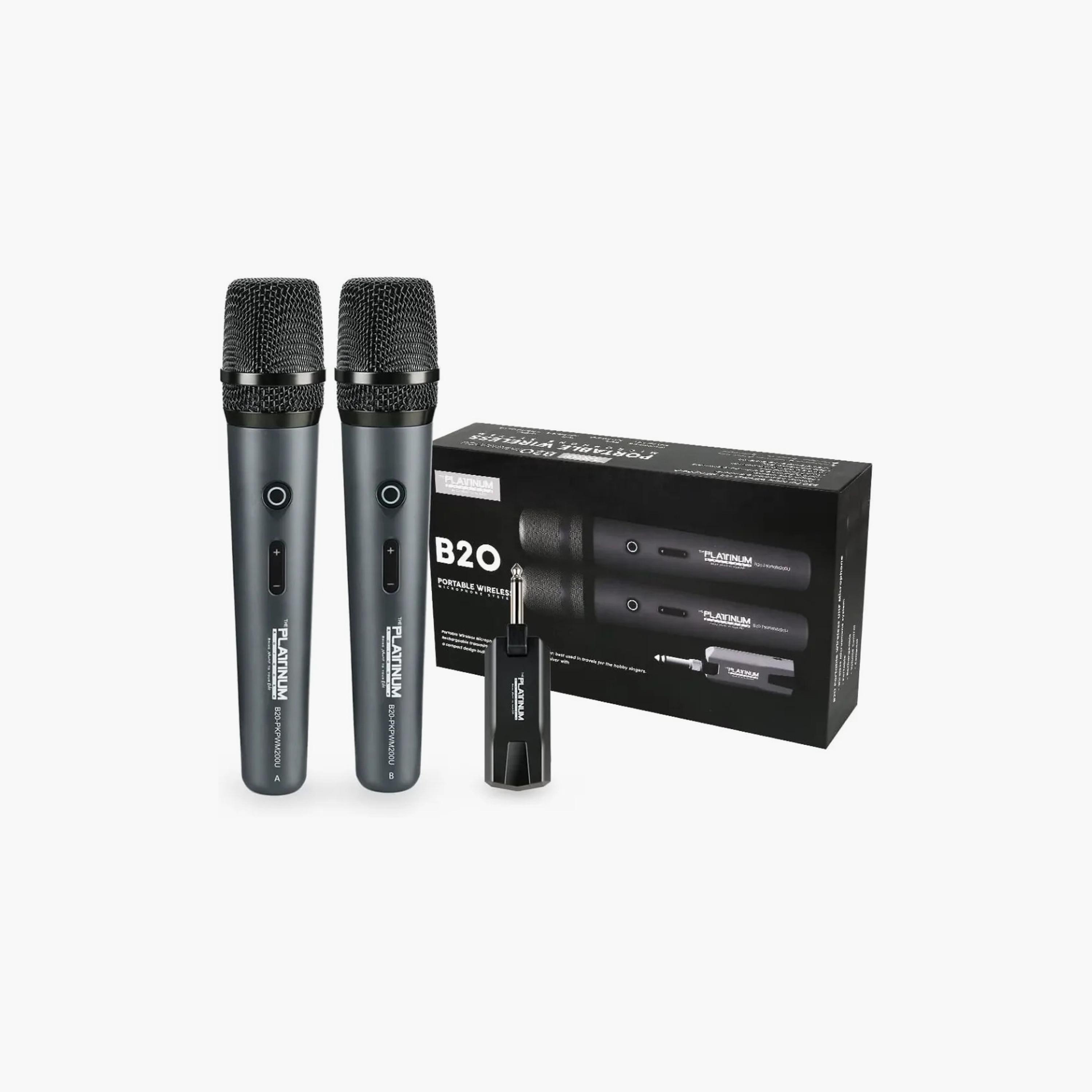 Platinum Karaoke Rechargeable 2 Wireless Microphone, High Vocal Quality, UHF Receiver, Plug & Play-electronics-speakers-image-1