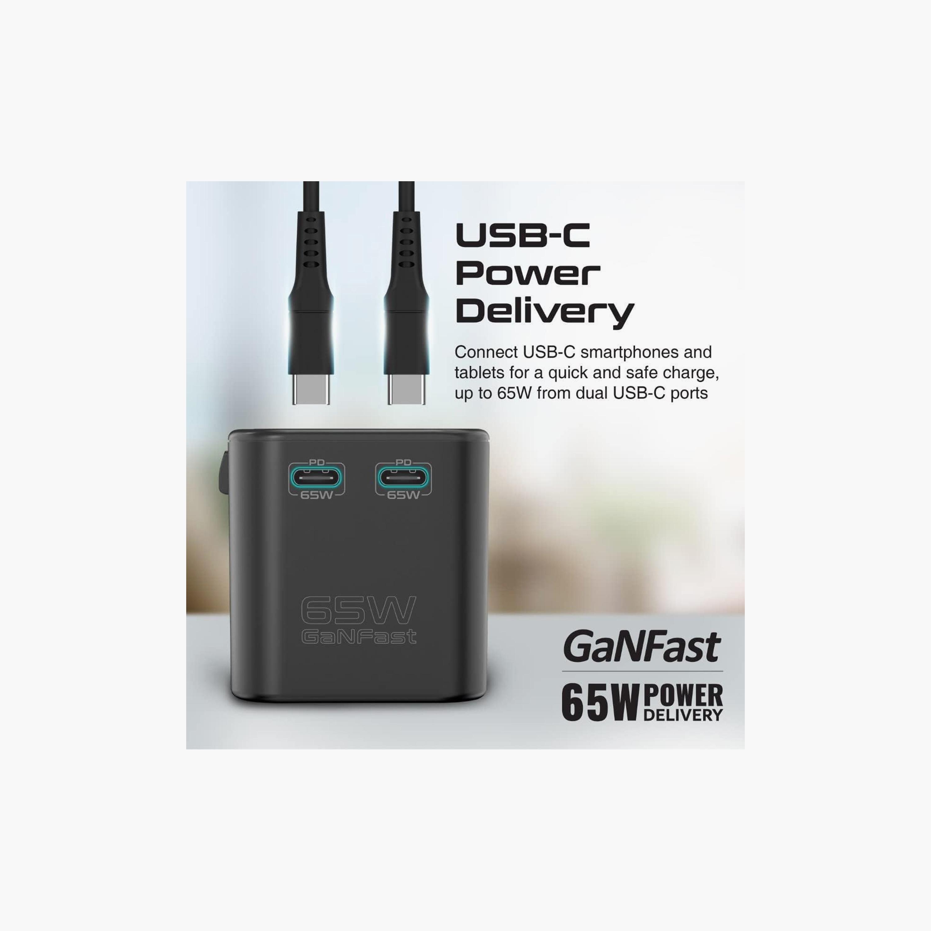 Promate Travel Adapter, Universal GaN Charger with 1840W AC Socket, 65W USB-C PD, 30W QC 3.0-electronics-portabledevices-image-2