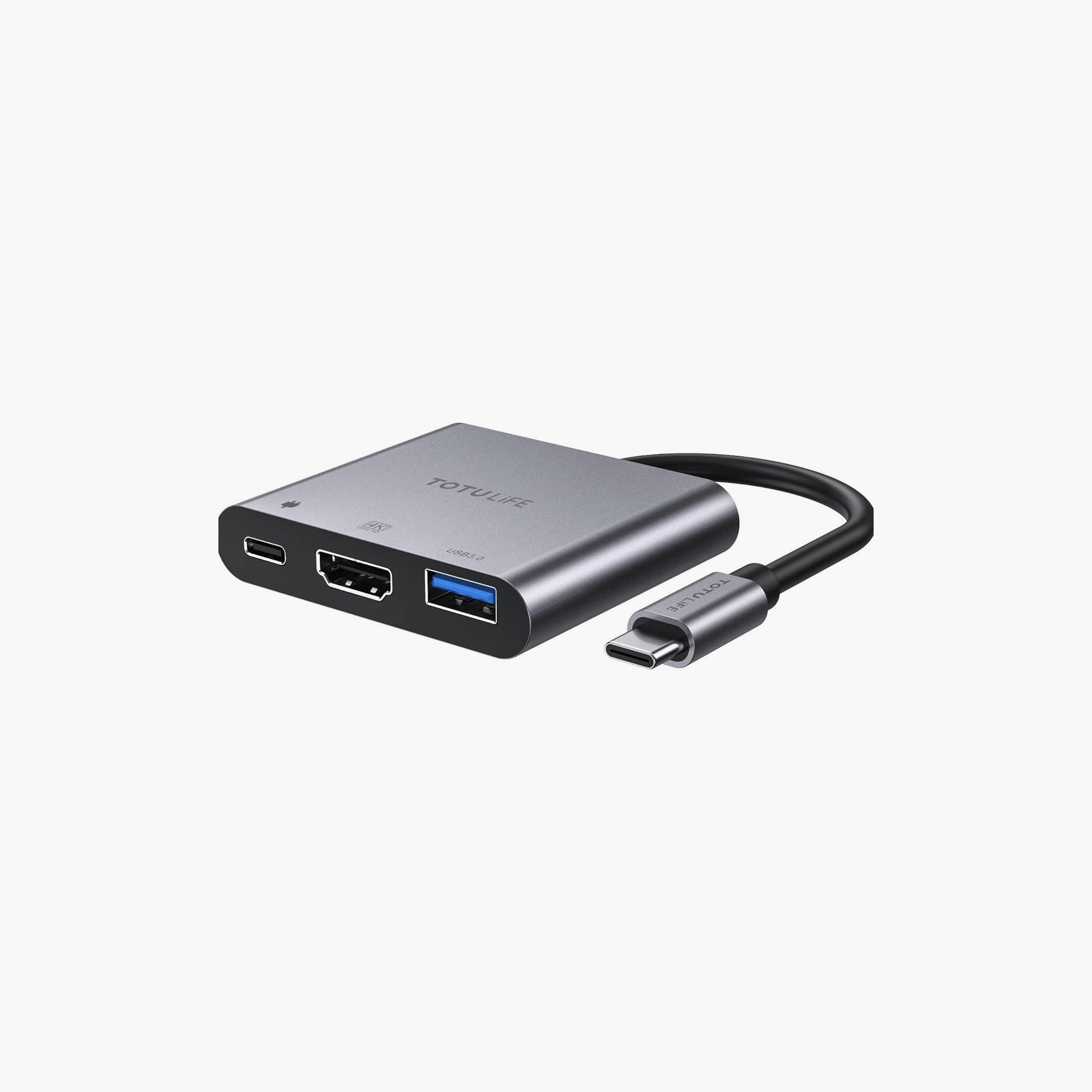 محول توتوديزاين USB-C إلى HDMI + USB-C + USB-A او تي جي باللون الرمادي | T-OTG3N1GR-electronics-accessories-mobileaccesories-image-1