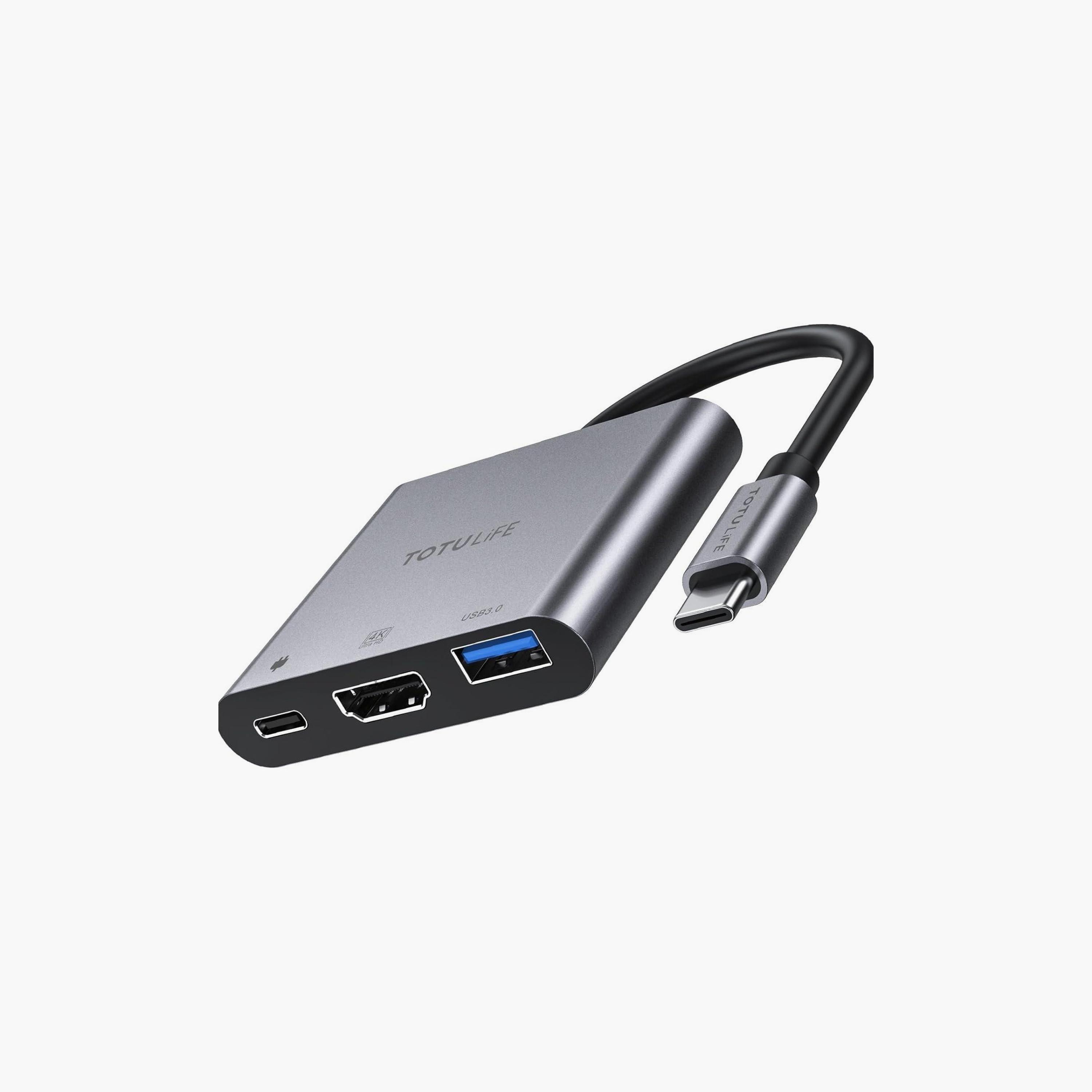 Totudesign USB-C to HDMI + USB-C + USB-A OTG Adapter Grey | T-OTG3N1GR-electronics-accessories-mobileaccesories-image-2