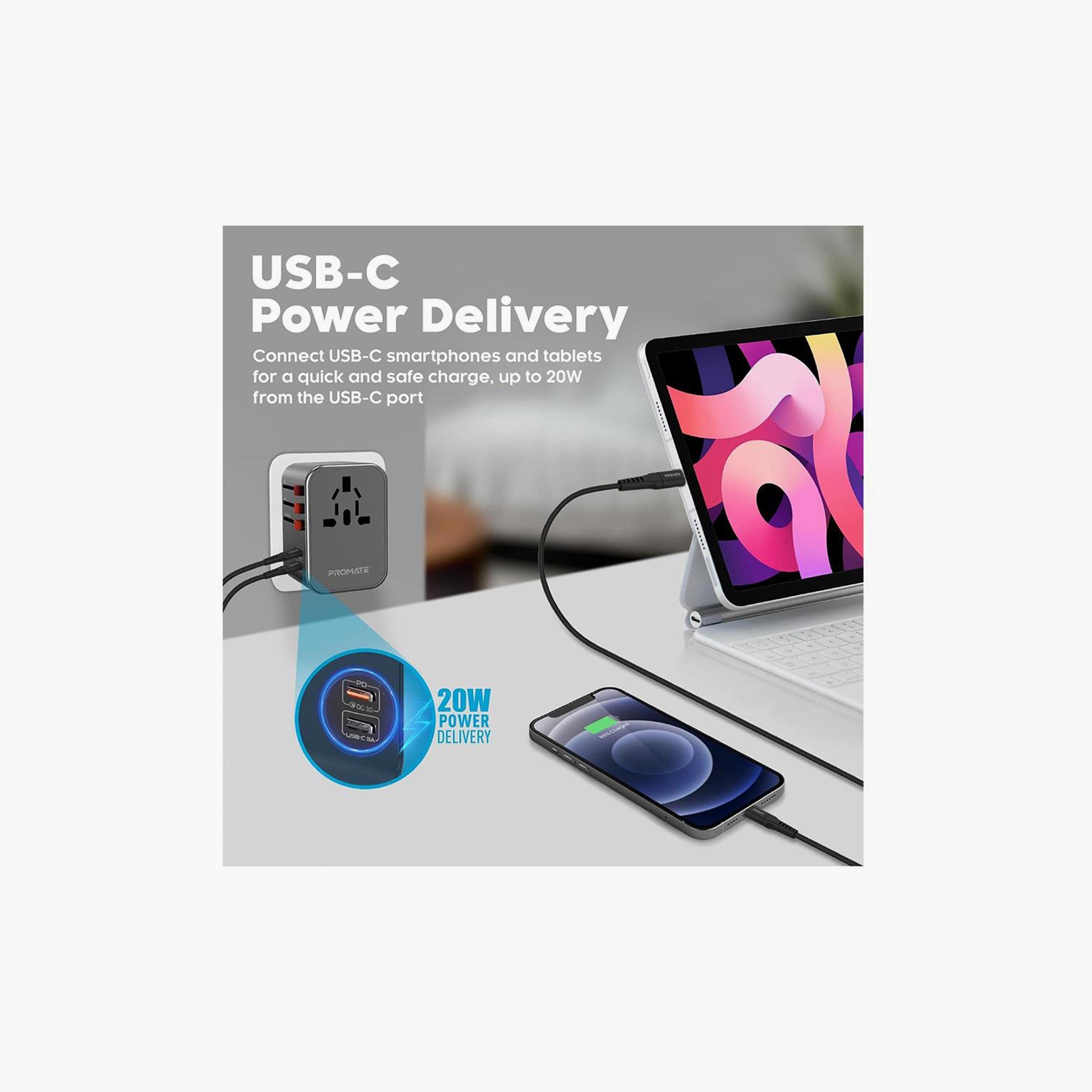 محول سفر بروميت ل آيفون 15 مؤرض عالميًا مقبس تيار متردد 1840 واط PD 20 واط USB-C 15 واط 3 منافذ USB-electronics-portabledevices-image-2