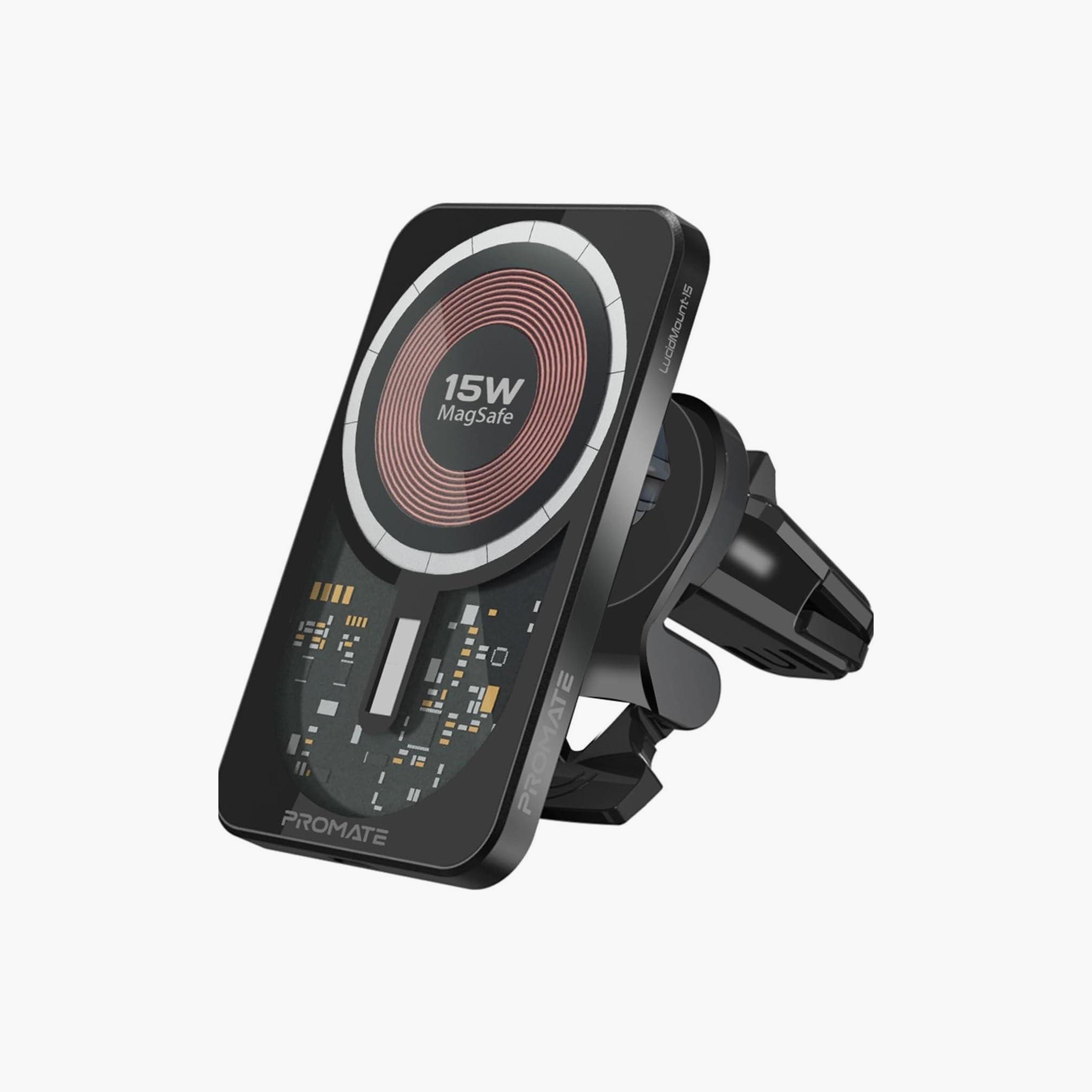 Promate Magnetic Wireless Car Charger, Ultra-Fast Transparent Magnetic Charger with 15W Output-electronics-portabledevices-image-1