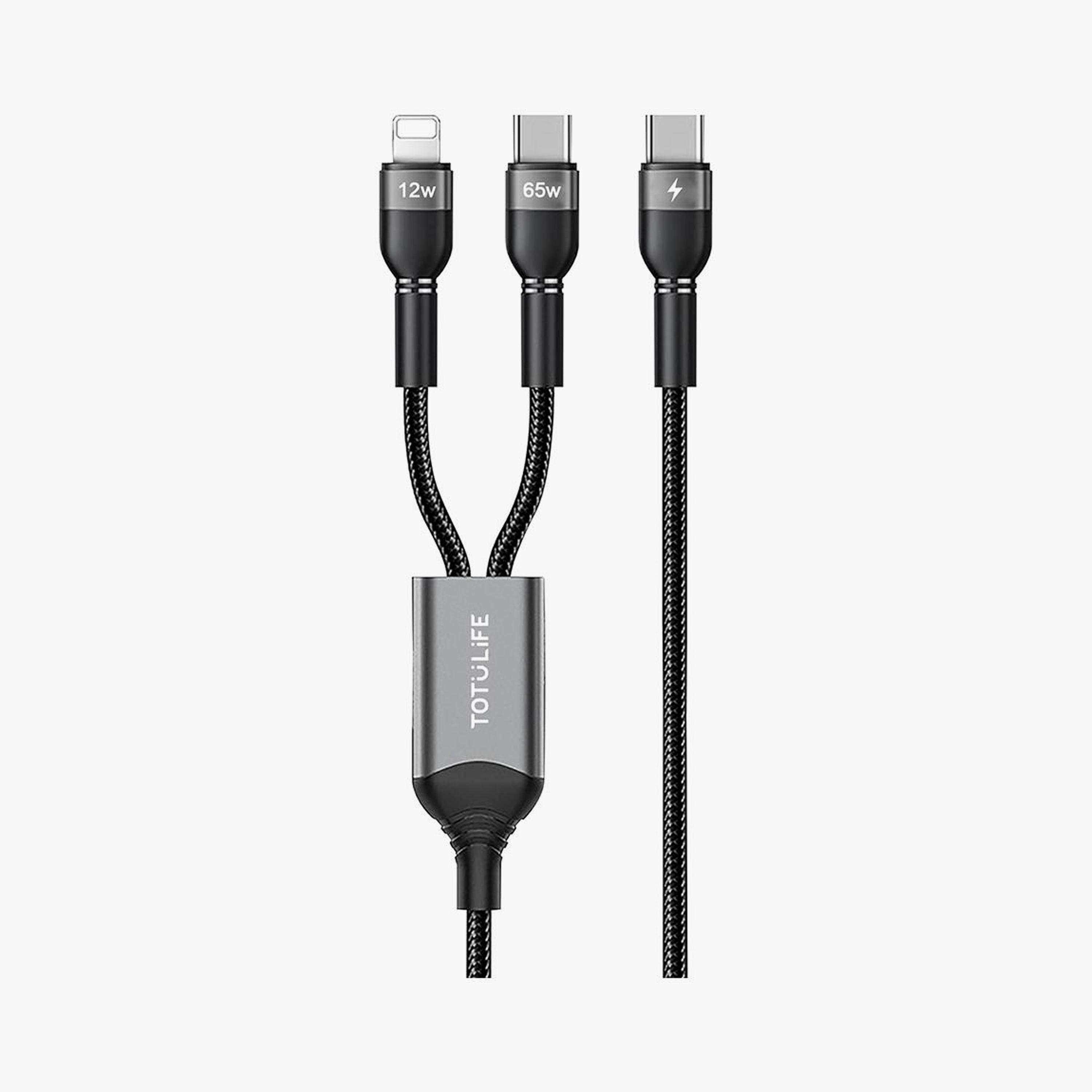 Totudesign Nylo Series 2 in 1 PD Cable 1.2M - Black | T-CBNYL2N1PD-electronics-accessories-mobileaccesories-image-1