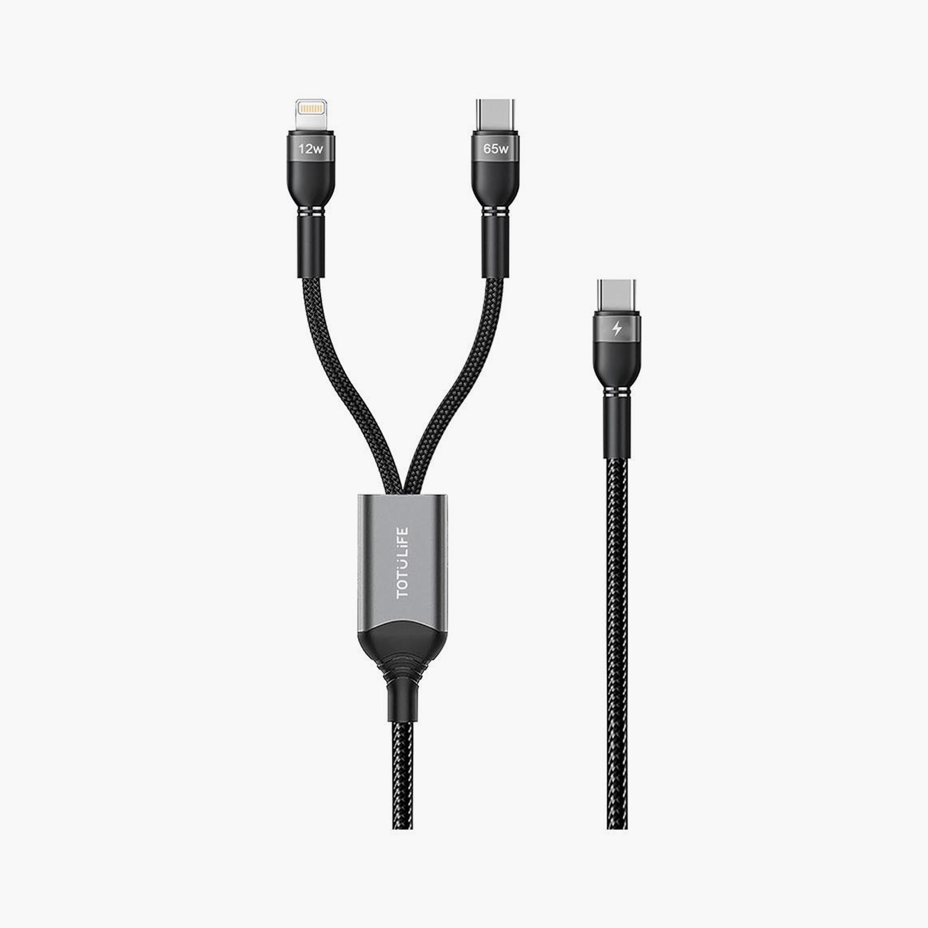 Totudesign Nylo Series 2 in 1 PD Cable 1.2M - Black | T-CBNYL2N1PD-electronics-accessories-mobileaccesories-image-2