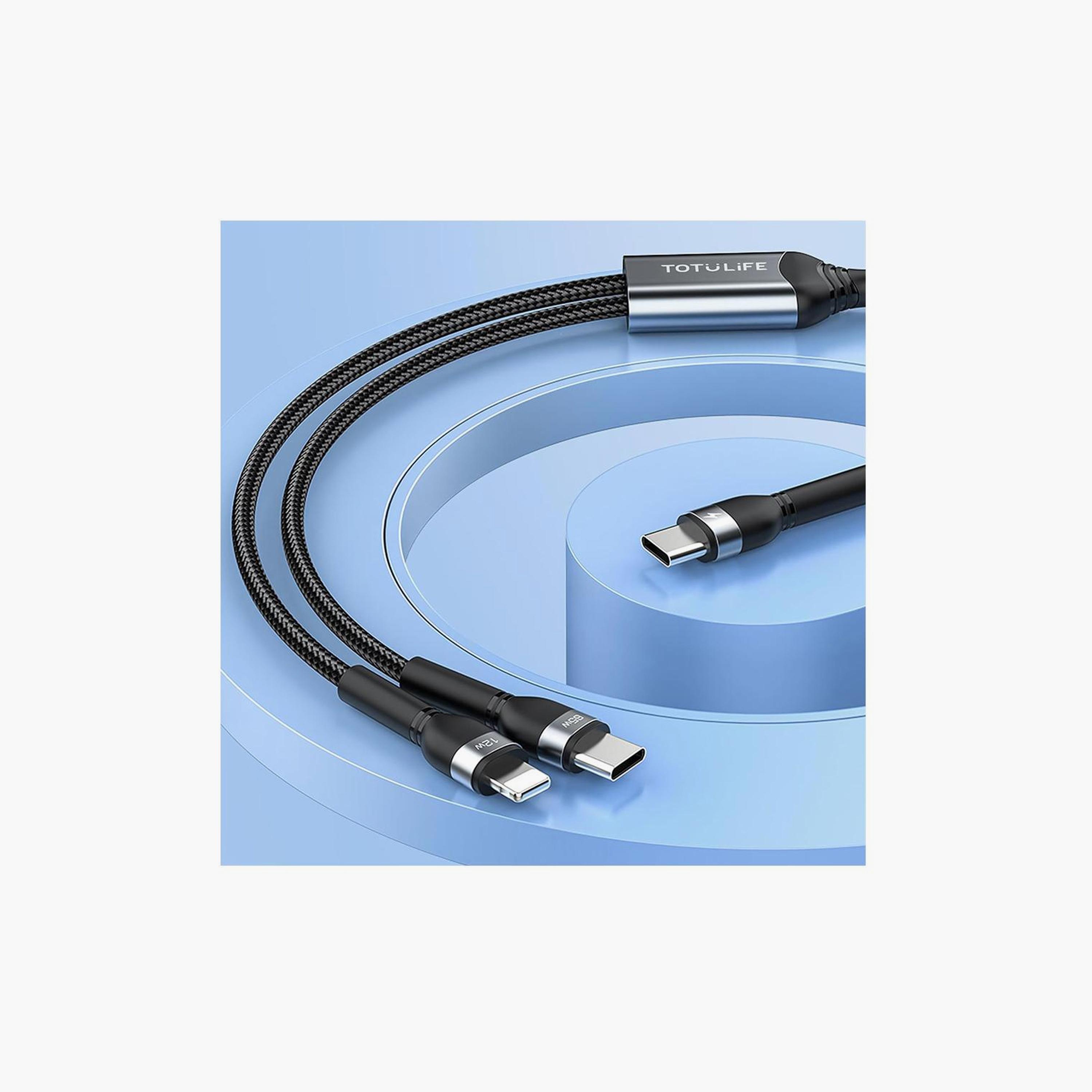 Totudesign Nylo Series 2 in 1 PD Cable 1.2M - Black | T-CBNYL2N1PD-electronics-accessories-mobileaccesories-image-4