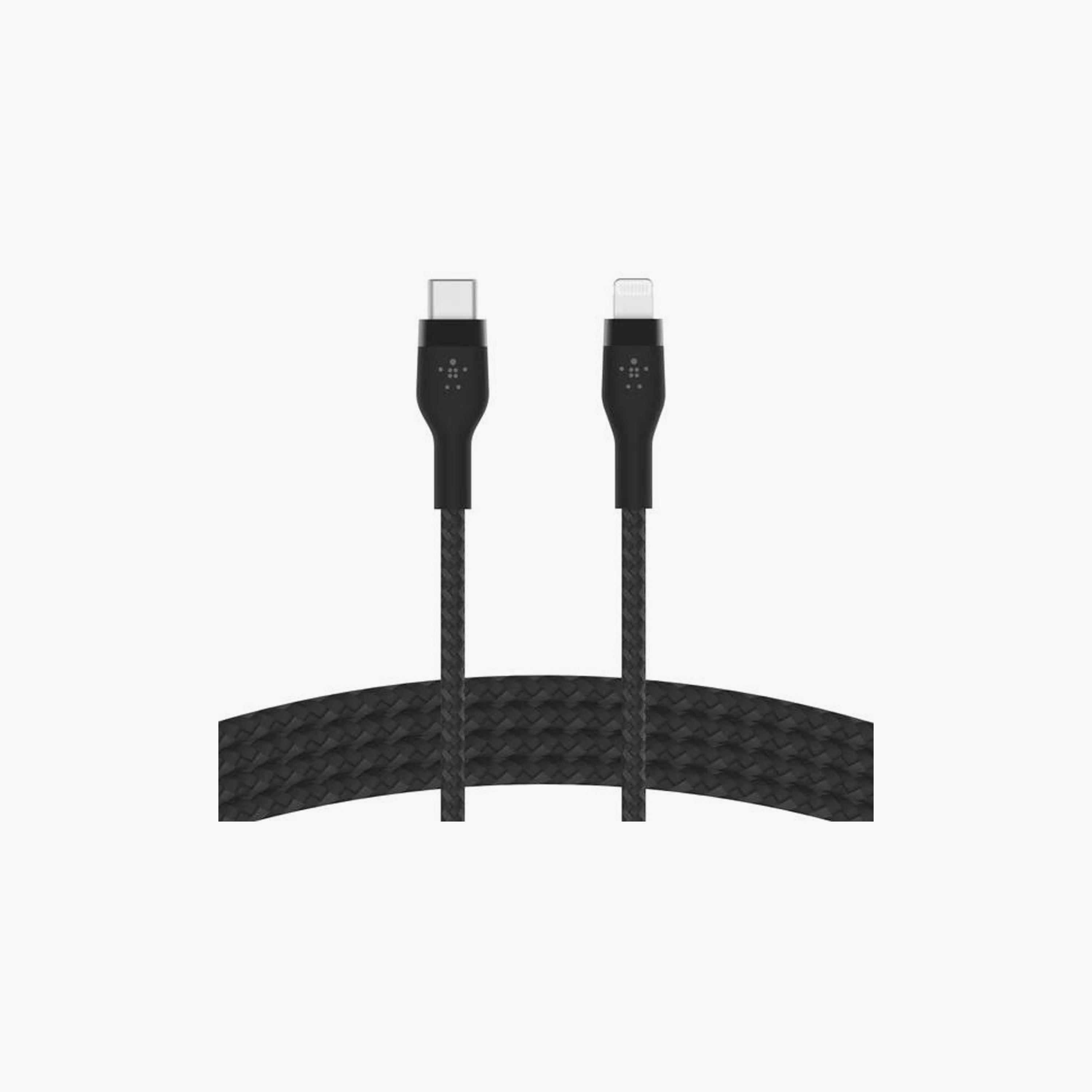 Belkin 1M Type-C Braided Lightning Silicone Cable Black | BKN-CAA011BT1MBK-electronics-accessories-mobileaccesories-image-1