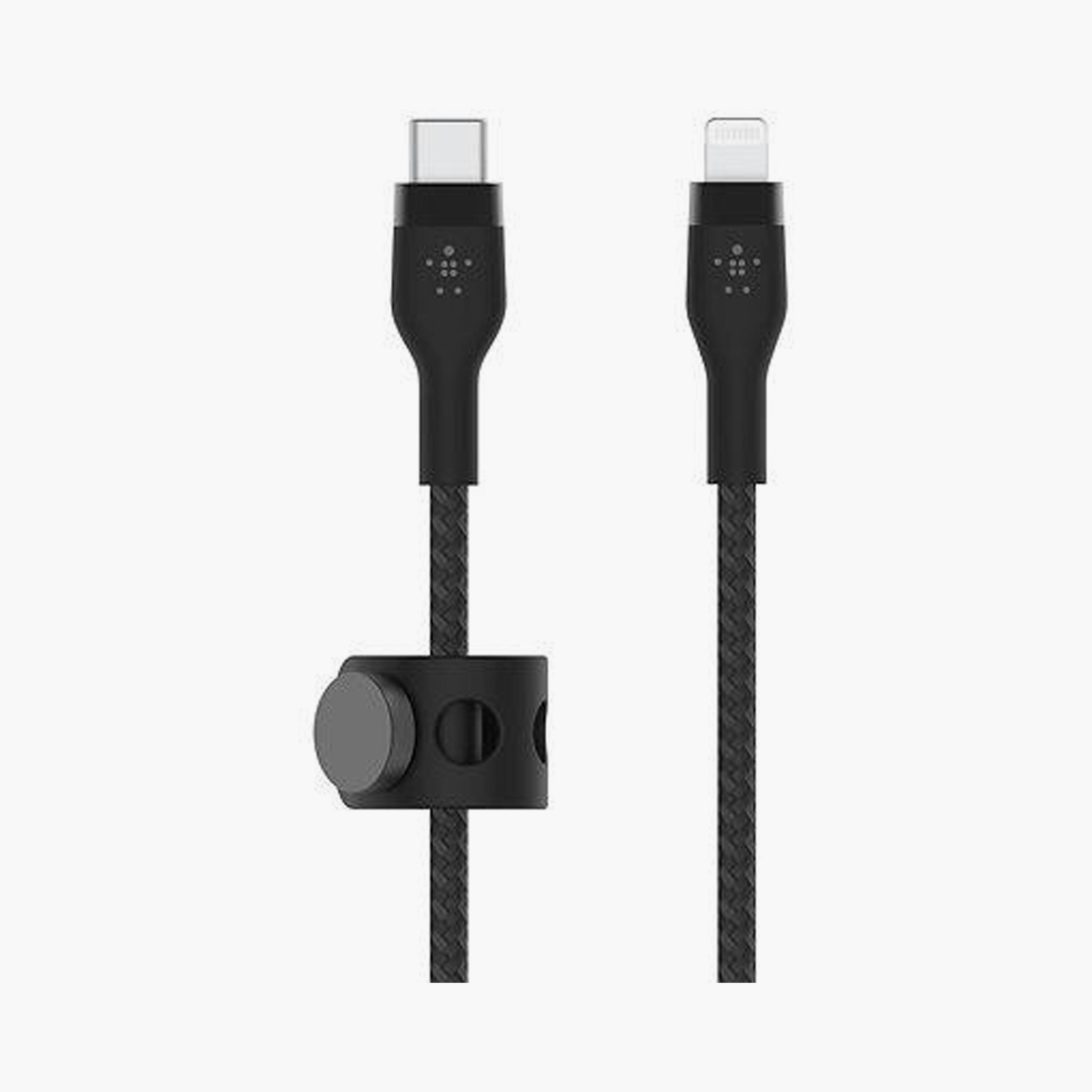 كابل لايتنينج مضفر من السيليكون من بيلكين بطول 3 أمتار من النوع C أسود | BKN-CAA011BT3MBK-electronics-accessories-mobileaccesories-image-1
