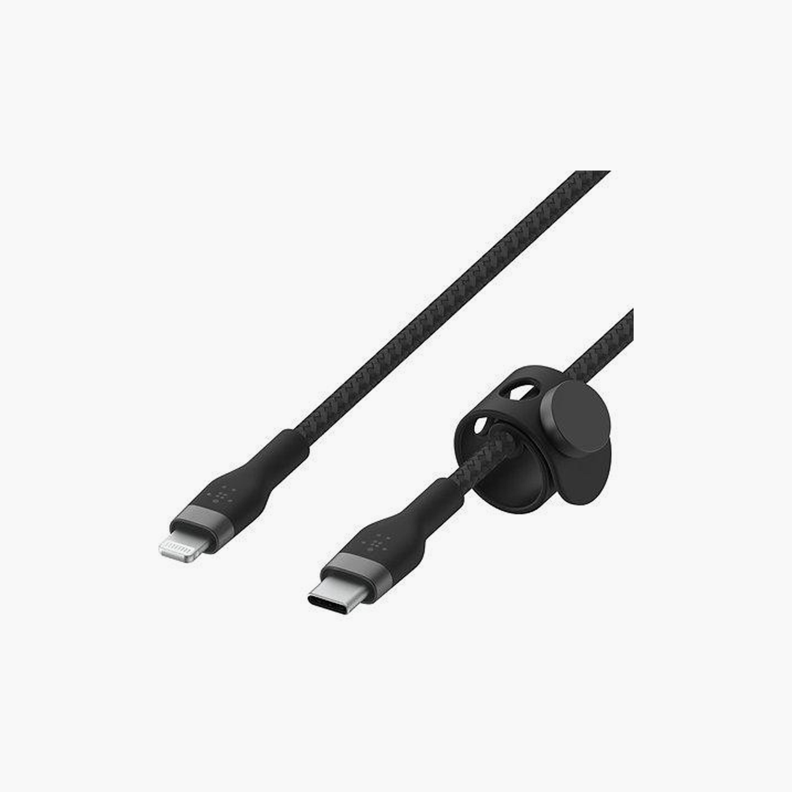 كابل لايتنينج مضفر من السيليكون من بيلكين بطول 3 أمتار من النوع C أسود | BKN-CAA011BT3MBK-electronics-accessories-mobileaccesories-image-2