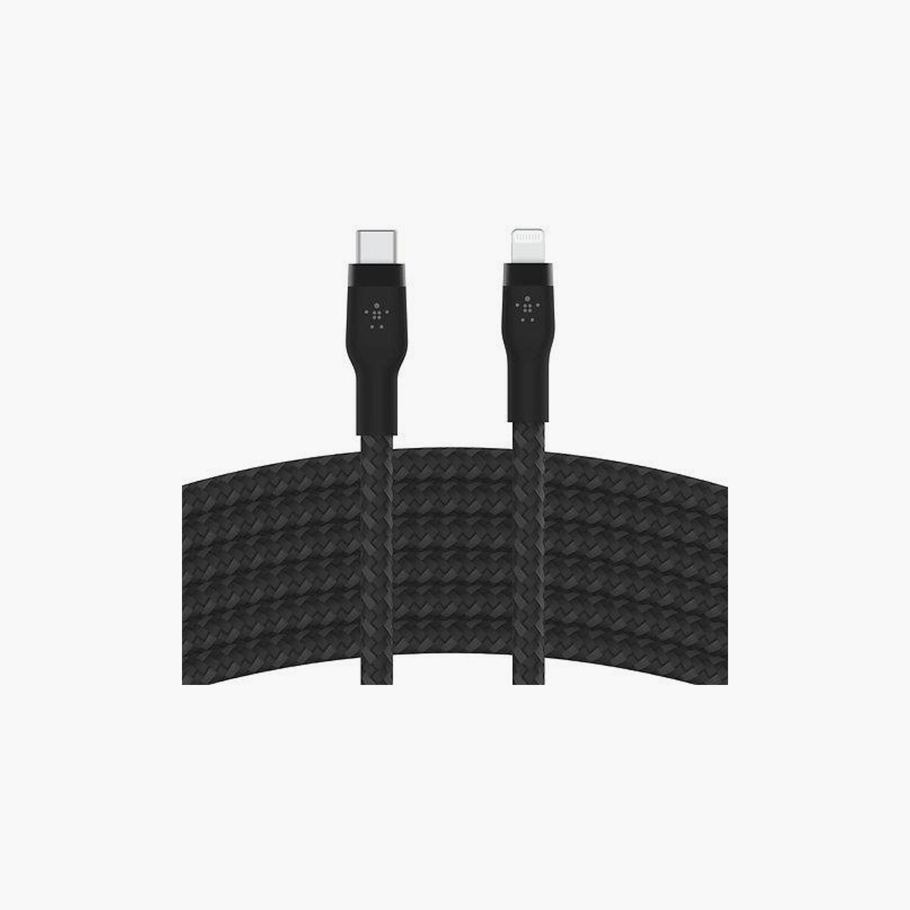 كابل لايتنينج مضفر من السيليكون من بيلكين بطول 3 أمتار من النوع C أسود | BKN-CAA011BT3MBK-electronics-accessories-mobileaccesories-image-3