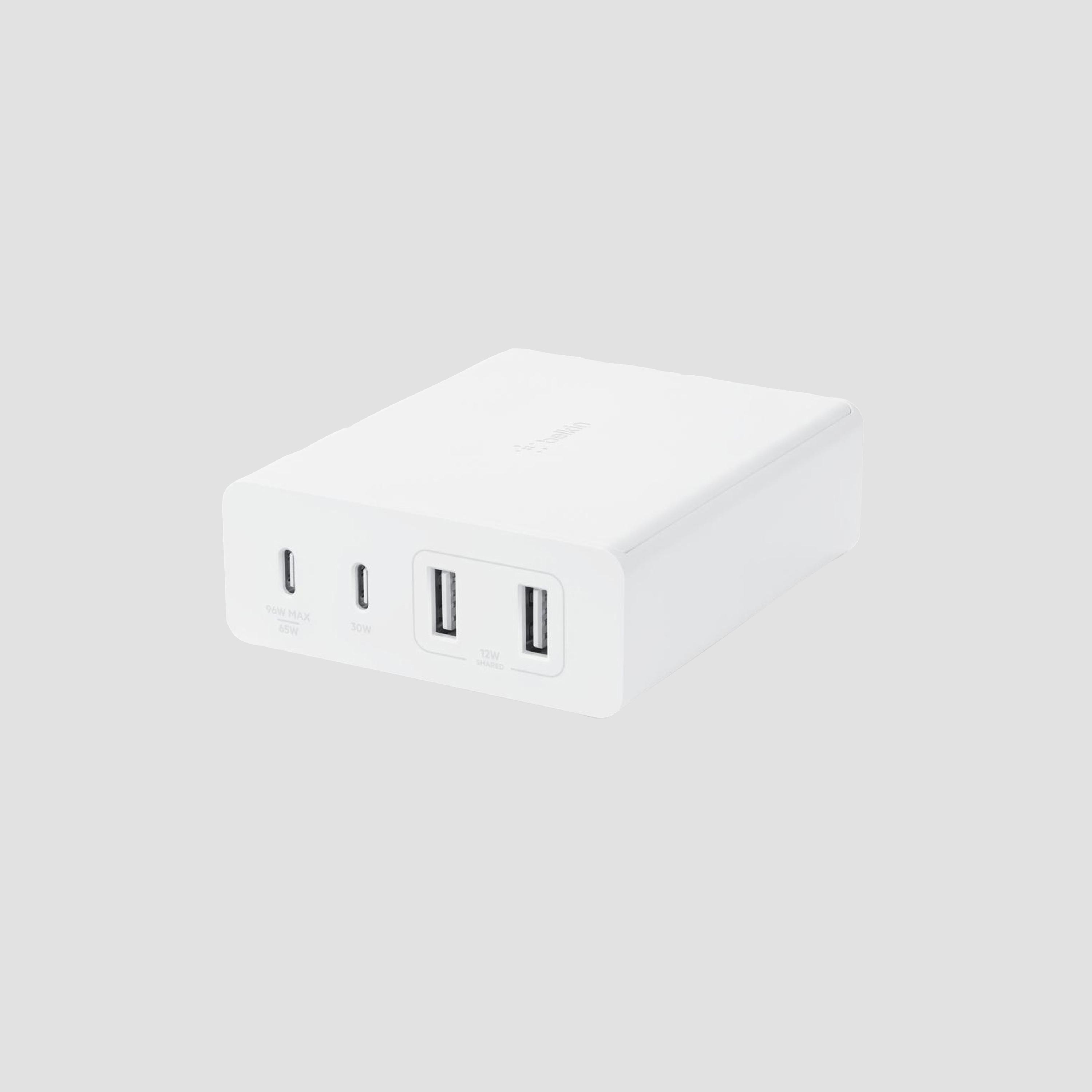 شاحن بيلكين بوست تشارج برو 108 واط 4 منافذ GaN أبيض | BL-AC-4PORT-108W-H010-WHT-electronics-portabledevices-image-1