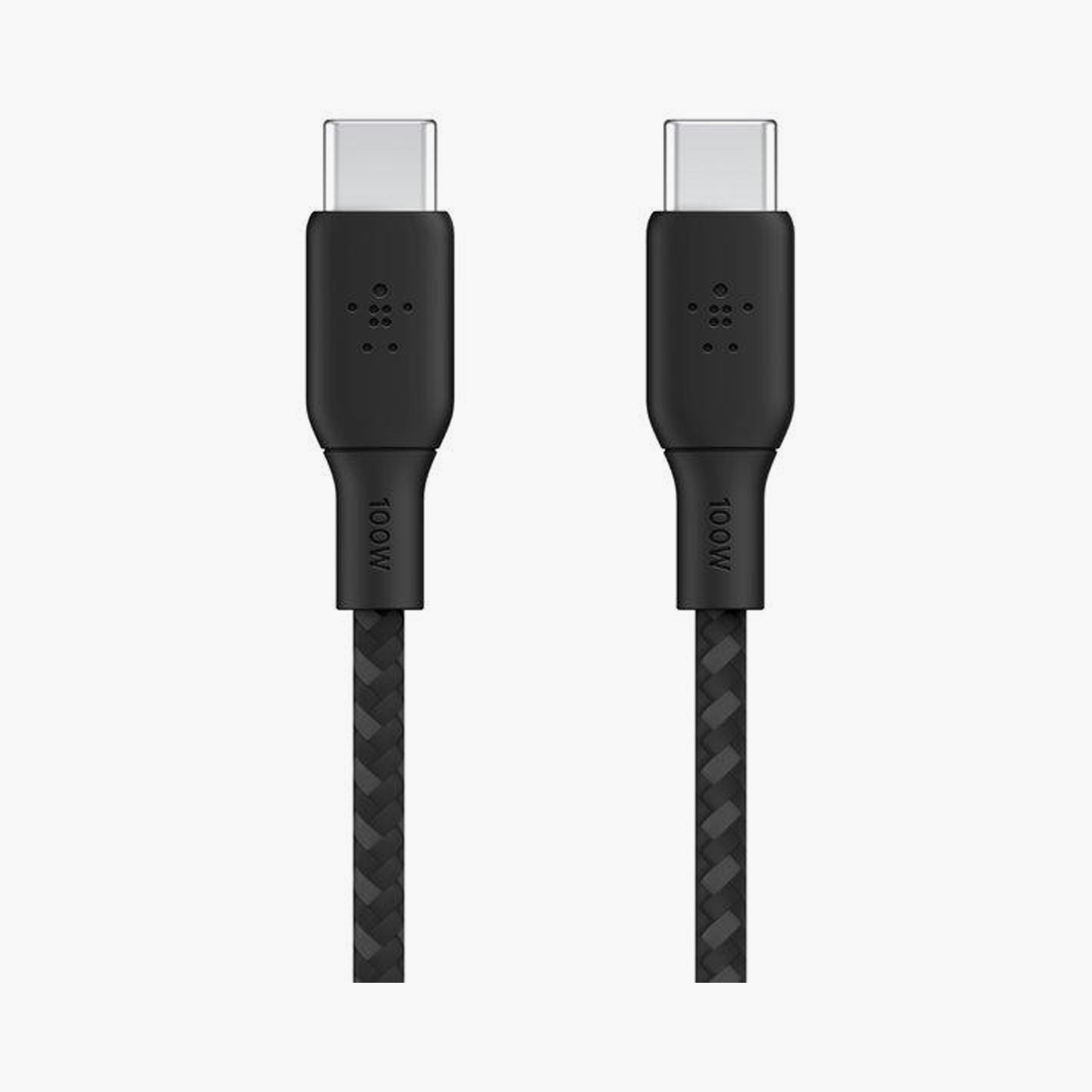 كابل بيلكين مضفر من سي إلى سي - 2.0 - 100 واط - 3 أمتار - أسود | BKN-CAB014BT3MBK-electronics-accessories-mobileaccesories-image-1