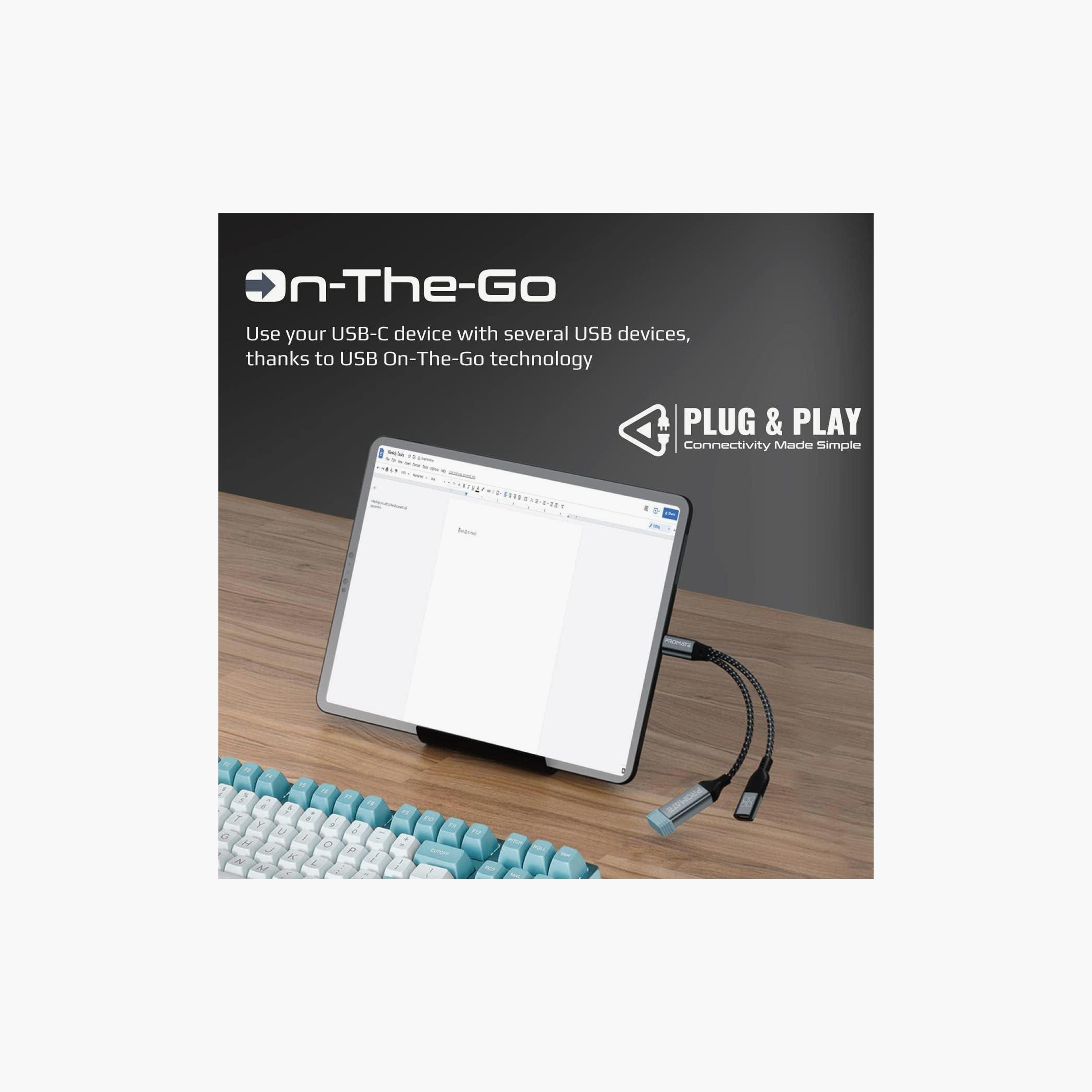 محول وسائط بروميت او تي جي مضفر نايلون ذكر USB-C إلى أنثى USB/USB-C 45 واط PD 480 ميجابت/ث-electronics-accessories-mobileaccesories-image-2