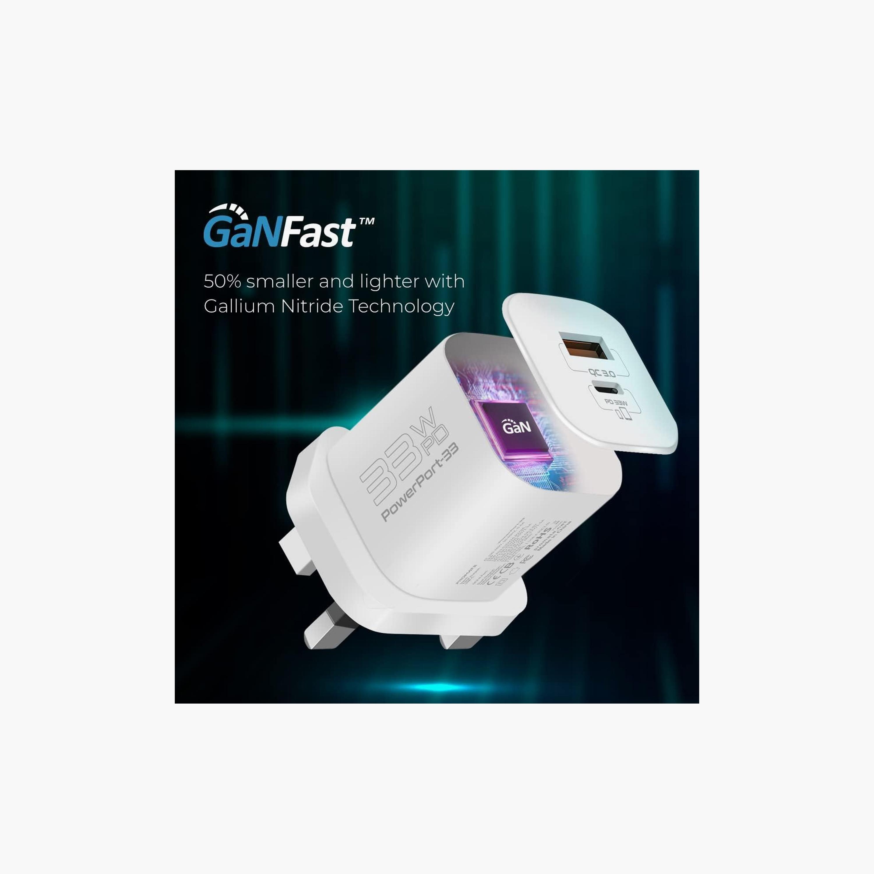 Promate GaN USB-C Charger,33W PD,22.5W QC 3.0,Ultra-Compact,Smart Charging,Short Circuit Protection-electronics-portabledevices-image-2