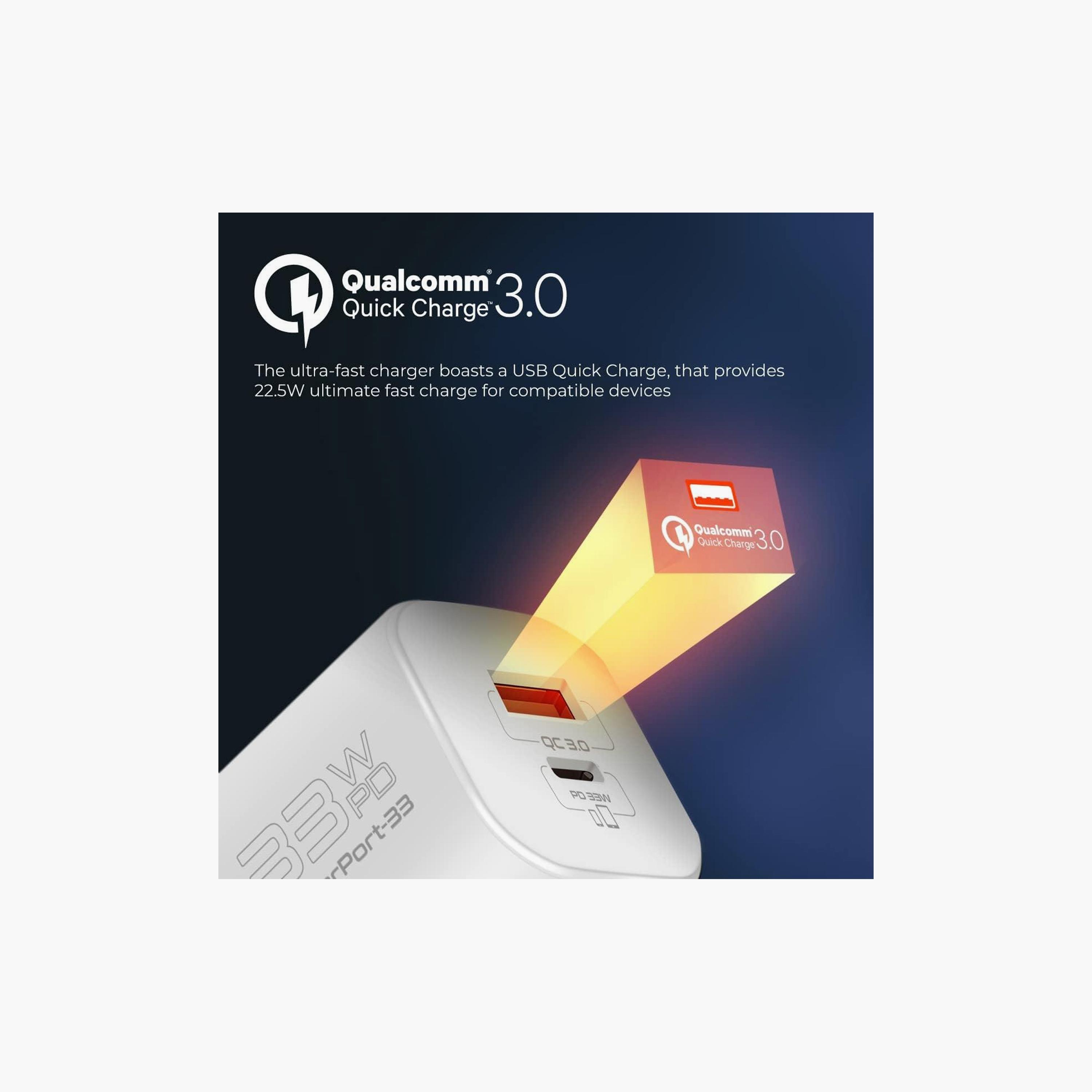 Promate GaN USB-C Charger,33W PD,22.5W QC 3.0,Ultra-Compact,Smart Charging,Short Circuit Protection-electronics-portabledevices-image-4