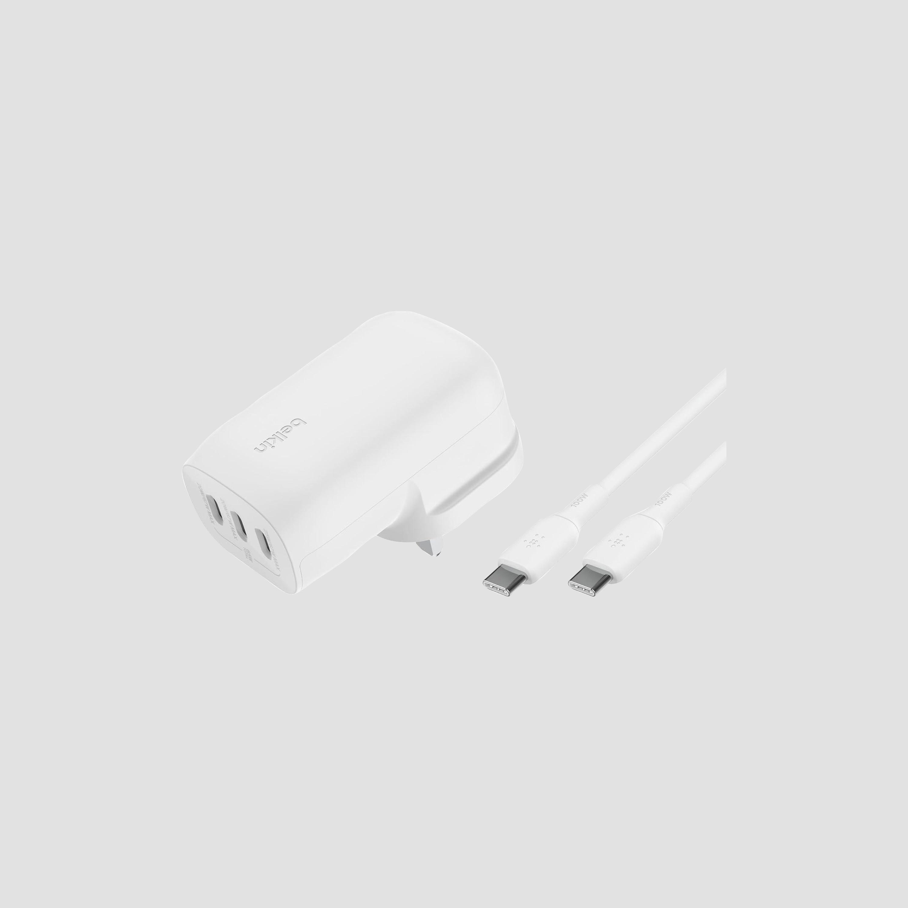 Belkin BoostCharge 67W 3-Port USB-C Wall Charger with PPS White | BKN-WCC002MY2MWH-B6-electronics-portabledevices-image-1