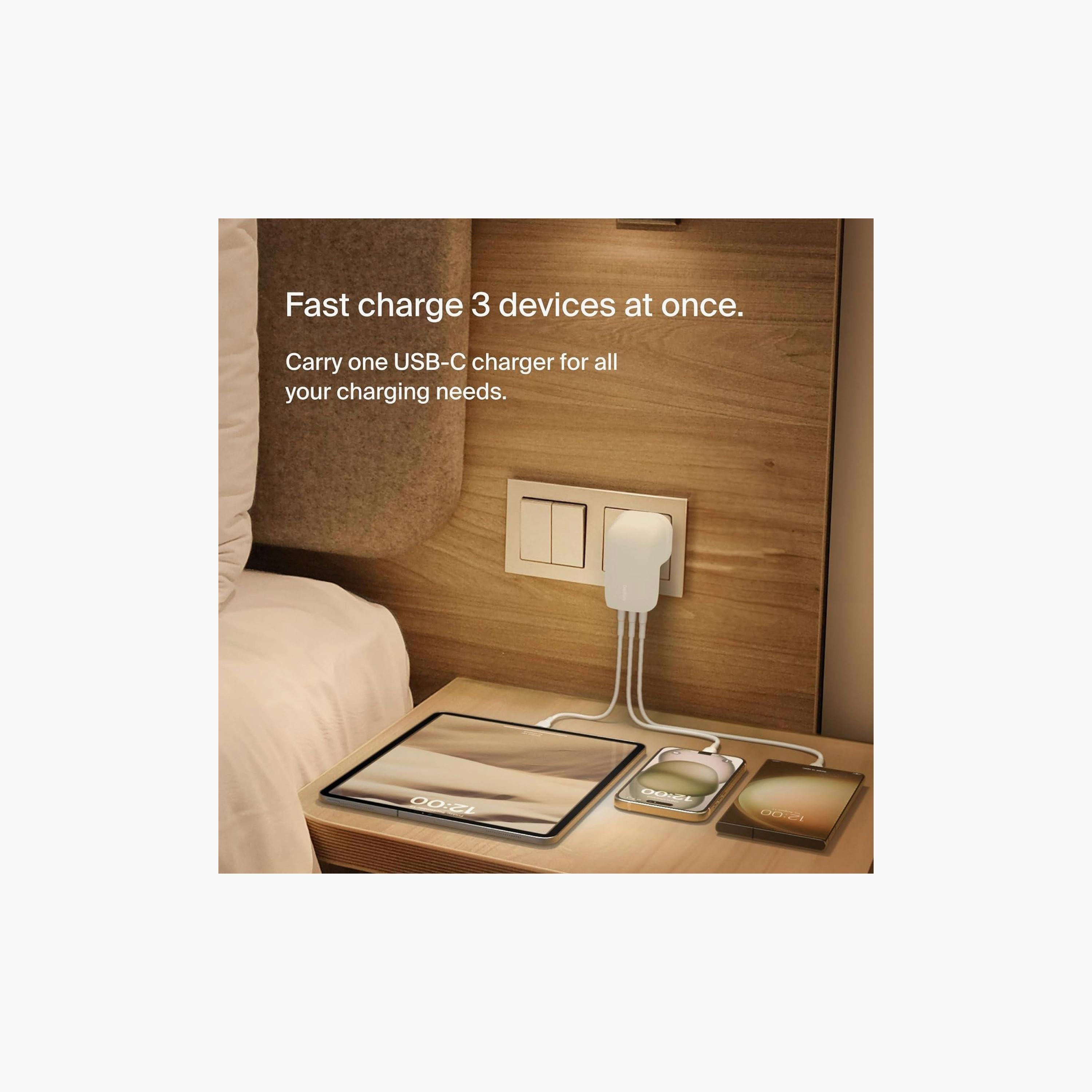 شاحن حائطي بيلكن بوست تشارج بثلاثة منافذ USB-C بقوة 67 واط مع PPS أبيض | BKN-WCC002MY2MWH-B6-electronics-portabledevices-image-2