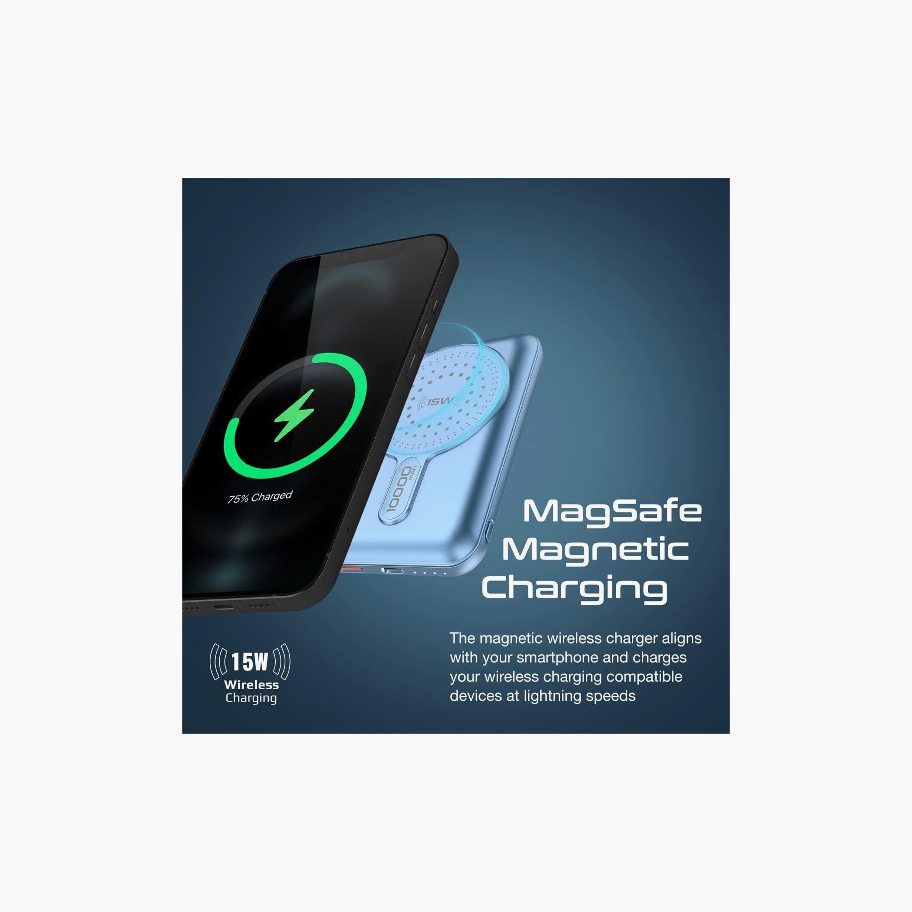 Promate Magnetic Wireless Power Bank 10000mAh, 15W Qi MagSafe, 20W USB-C PD Port Blue-electronics-portabledevices-image-2