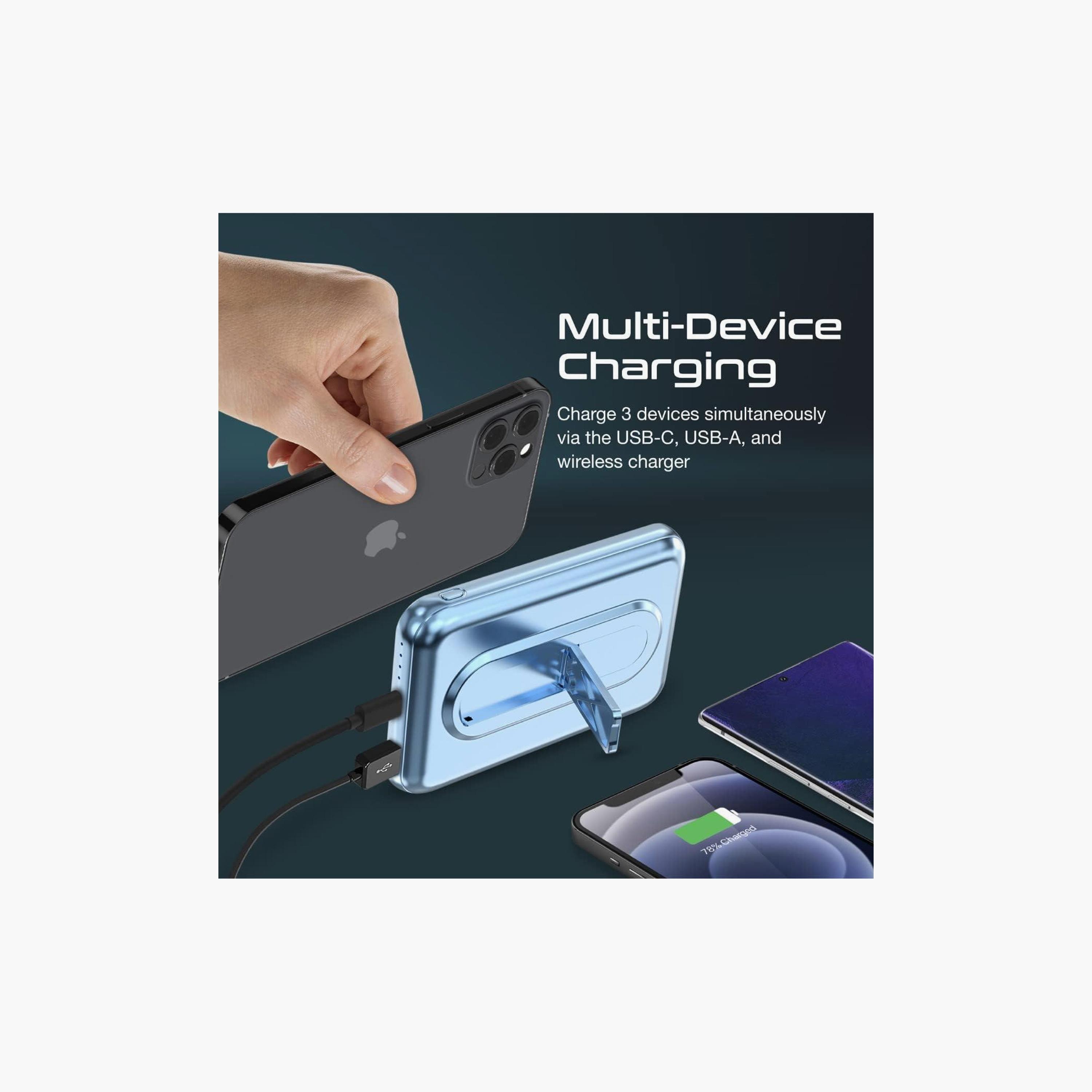 Promate Magnetic Wireless Power Bank 10000mAh, 15W Qi MagSafe, 20W USB-C PD Port Blue-electronics-portabledevices-image-5