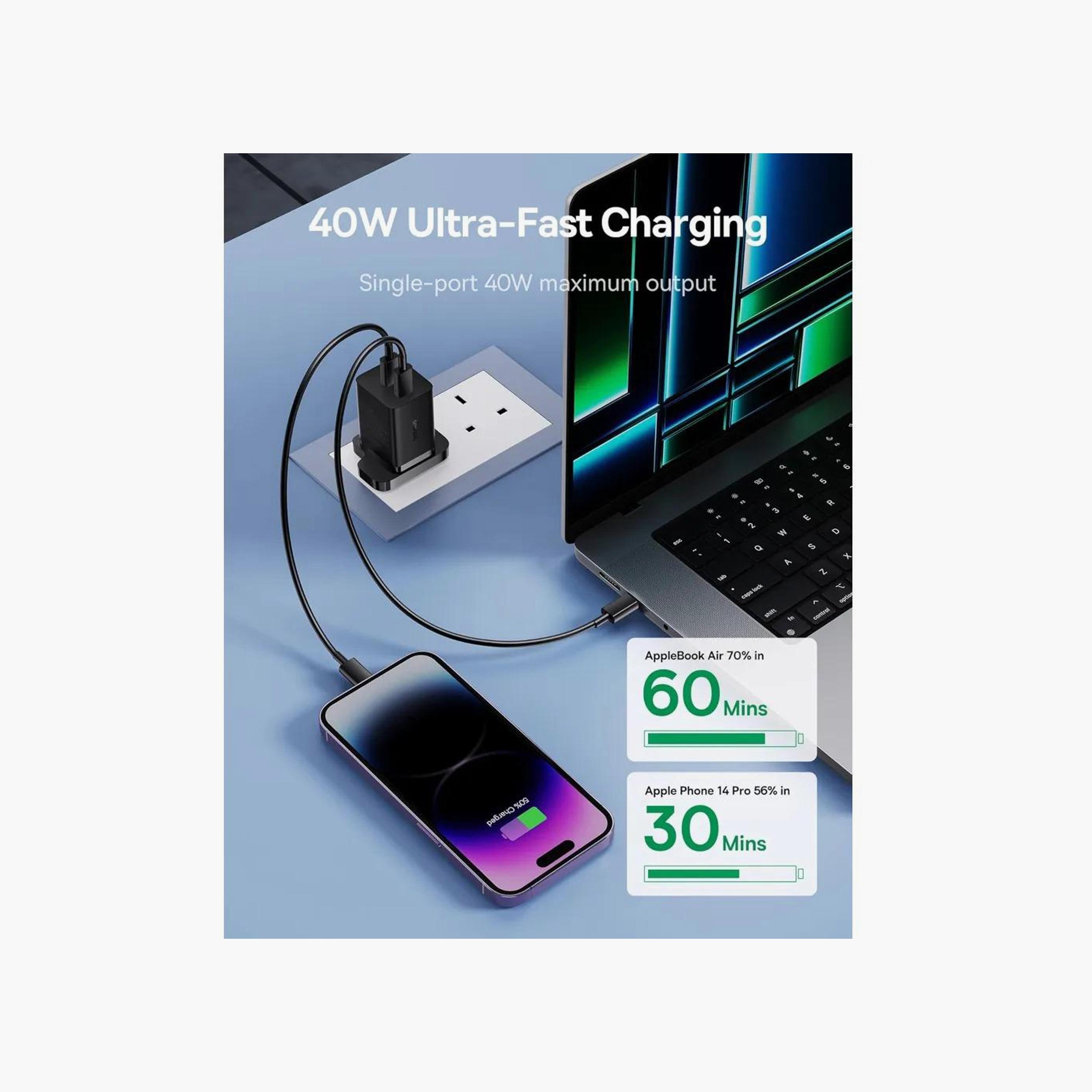 شاحن باسيوس PD C+C ثنائي المنفذ USB C بقوة 40 واط أسود | P10110827113-00-electronics-portabledevices-image-3