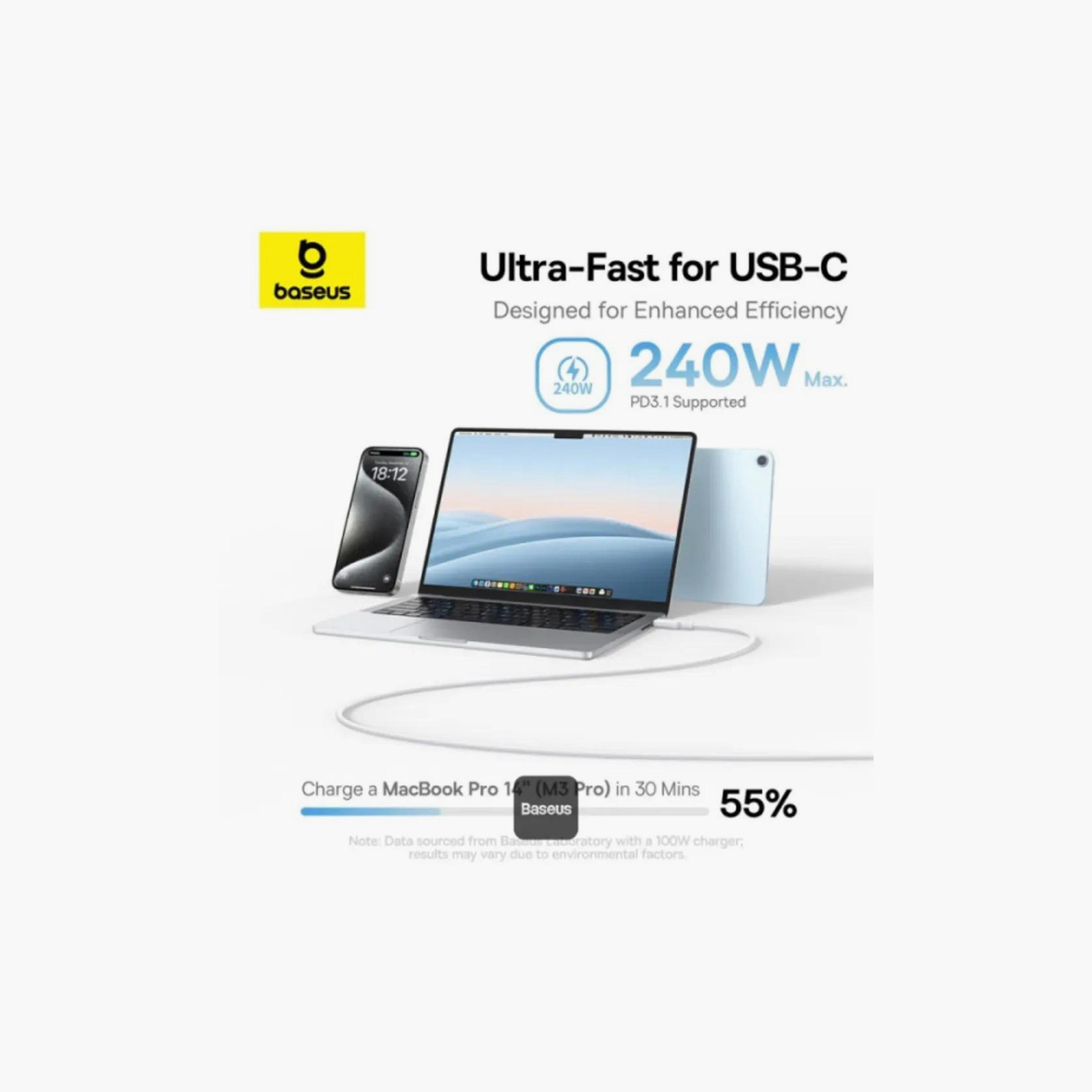 كابل شحن سريع مغناطيسي باسيوس بيكوجو USB-C 240 واط من نوع C إلى نوع C 480 ميجابت/ث 1 متر أبيض-electronics-accessories-mobileaccesories-image-3