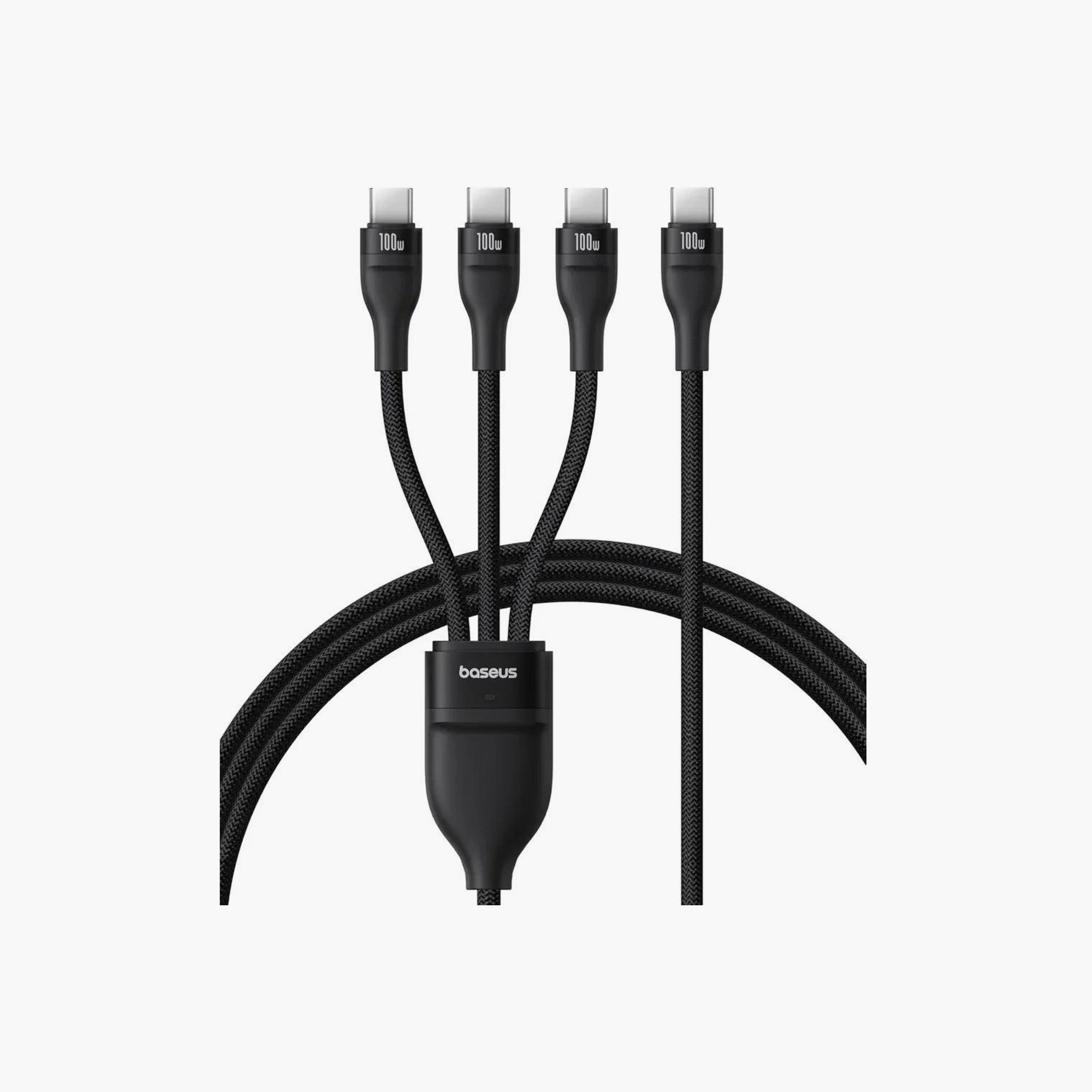 كابل باسيوس 3 في 1 USB-C إلى USB-C بقوة 100 واط مضفر 1.5 متر شحن سريع لأجهزة ايفون 16/15 وماكبوك-electronics-accessories-mobileaccesories-image-1