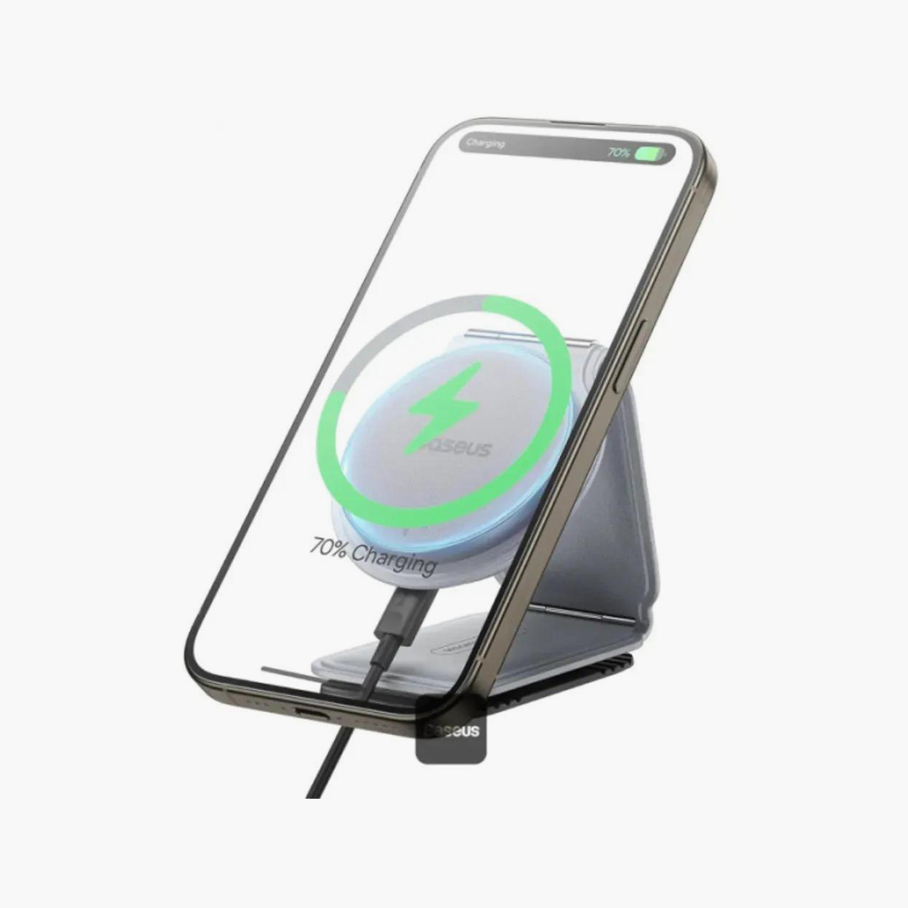 BASEUS C02 PrimeTrip Magnetic Wireless Car Holder, 15W Qi2 MagSafe, 360° Adjustable, Foldable, Grey-electronics-accessories-mobileaccesories-image-1