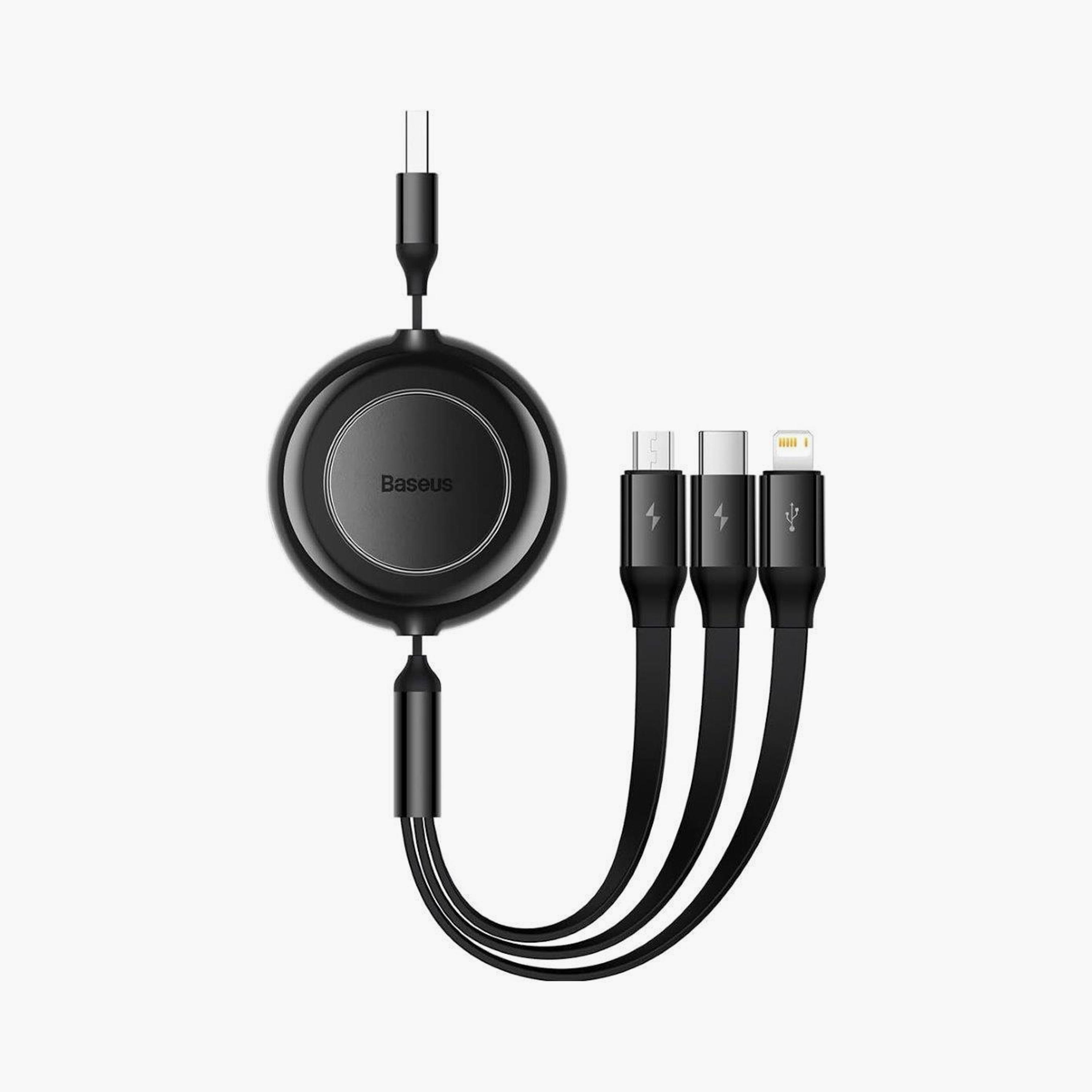 BASEUS Bright Mirror 2 Series 100W Fast Charging Cable, 3-in-1, Type-C/Lightning/Micro, 1.1M, Black-electronics-accessories-mobileaccesories-image-1