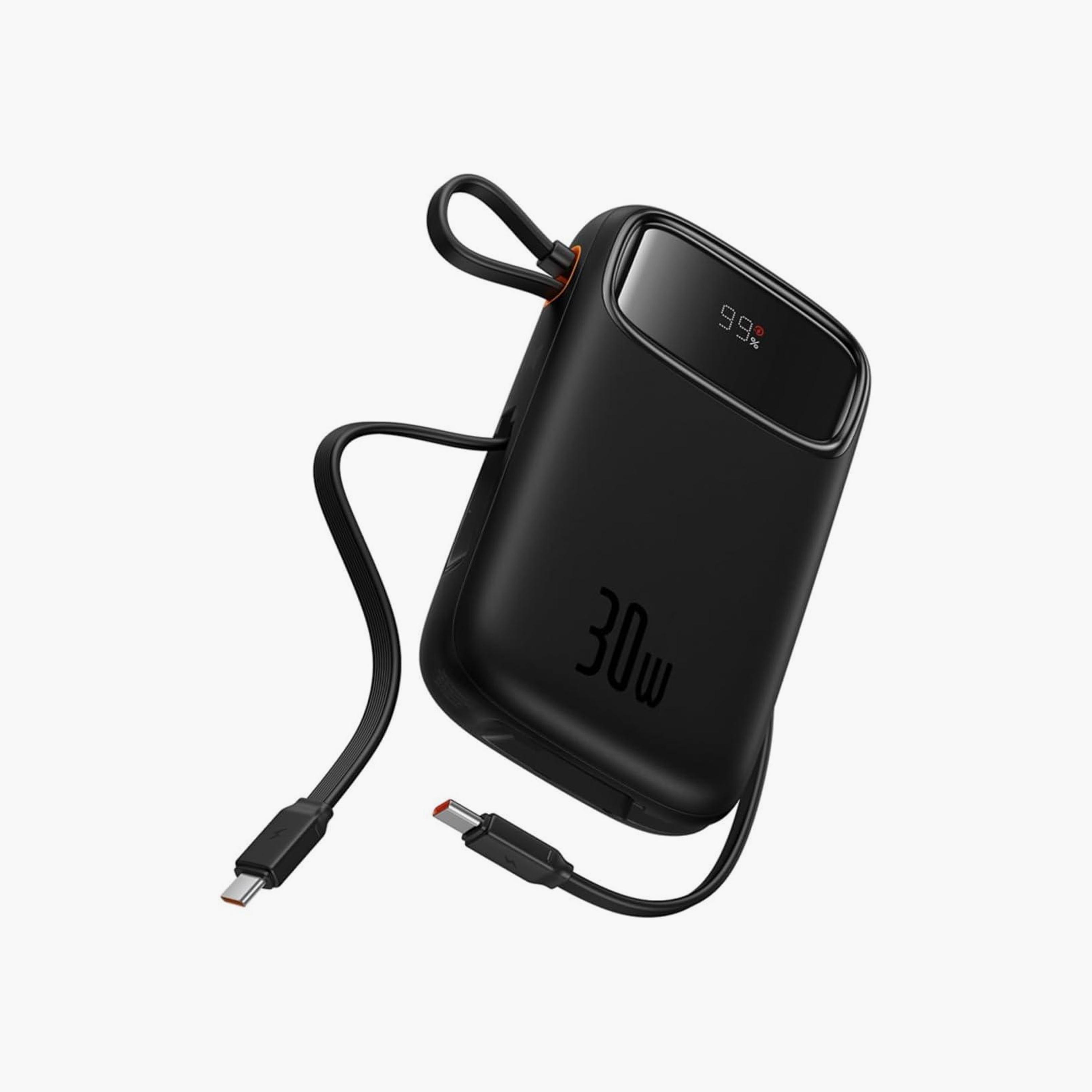 باور بانك باسيوس QPOW2 نوع C 20000 م.أمبير/س مع كابلين USB مدمجين من النوع C أسود | P10055009113-00-electronics-portabledevices-image-1