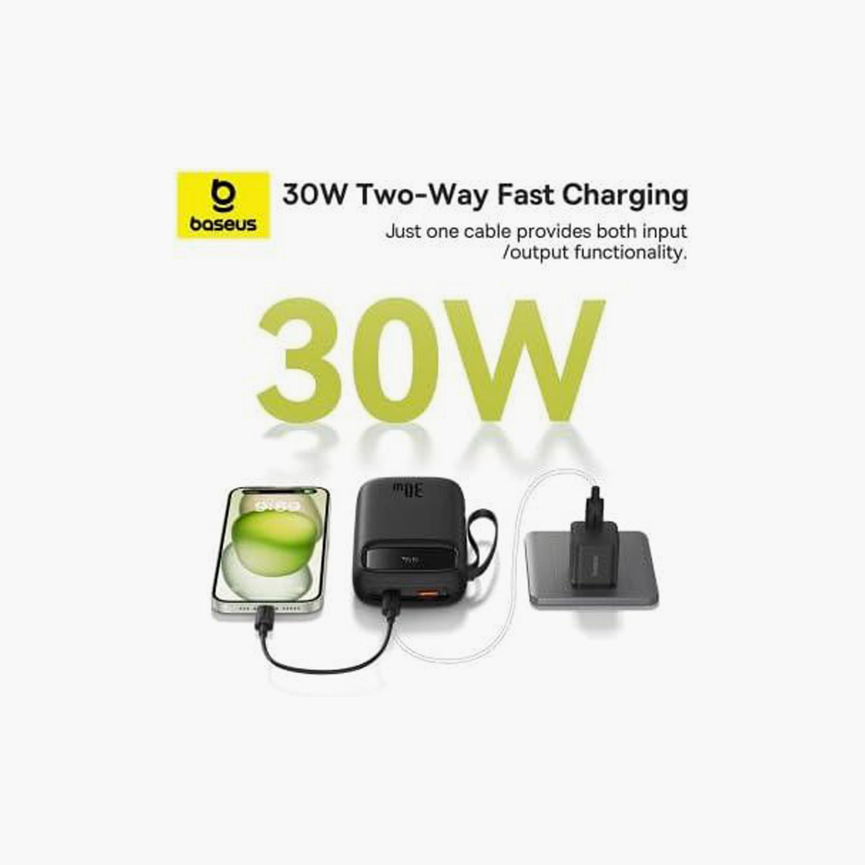 باور بانك باسيوس QPOW2 نوع C 20000 م.أمبير/س مع كابلين USB مدمجين من النوع C أسود | P10055009113-00-electronics-portabledevices-image-3