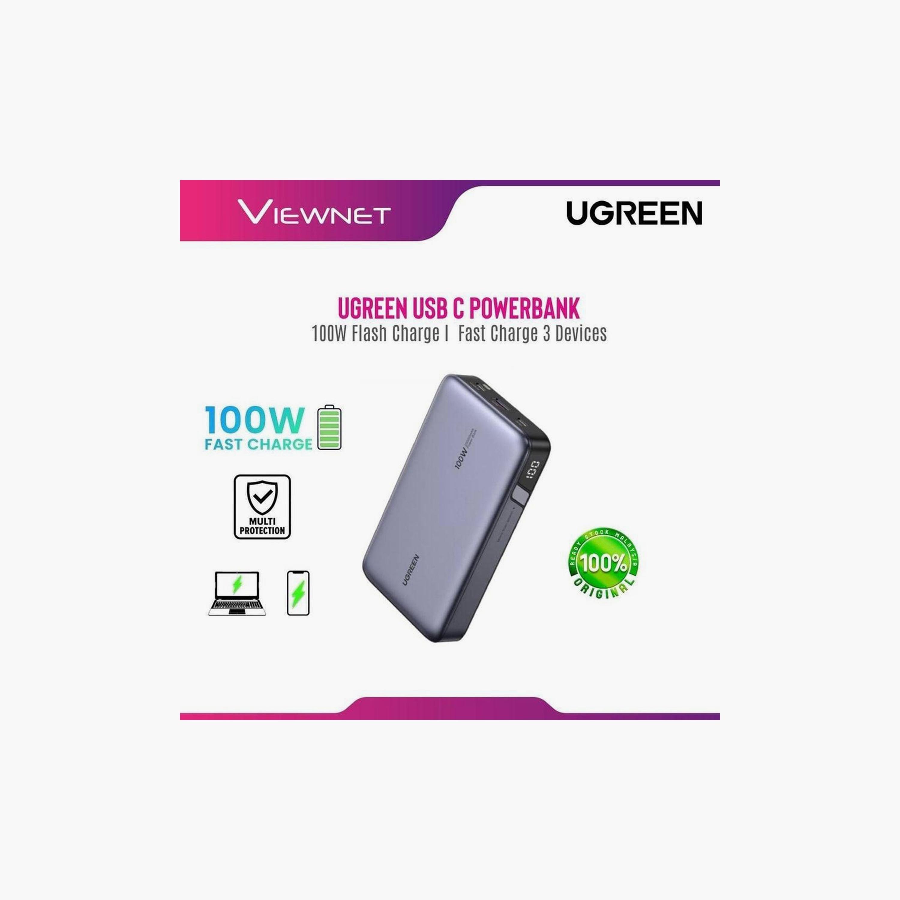 باور بانك يوجرين PD 100 واط سعة 20000 مللي أمبير/ساعة رمادي | UG-PB-PB720-20000PD-100W-GRY-electronics-portabledevices-image-2