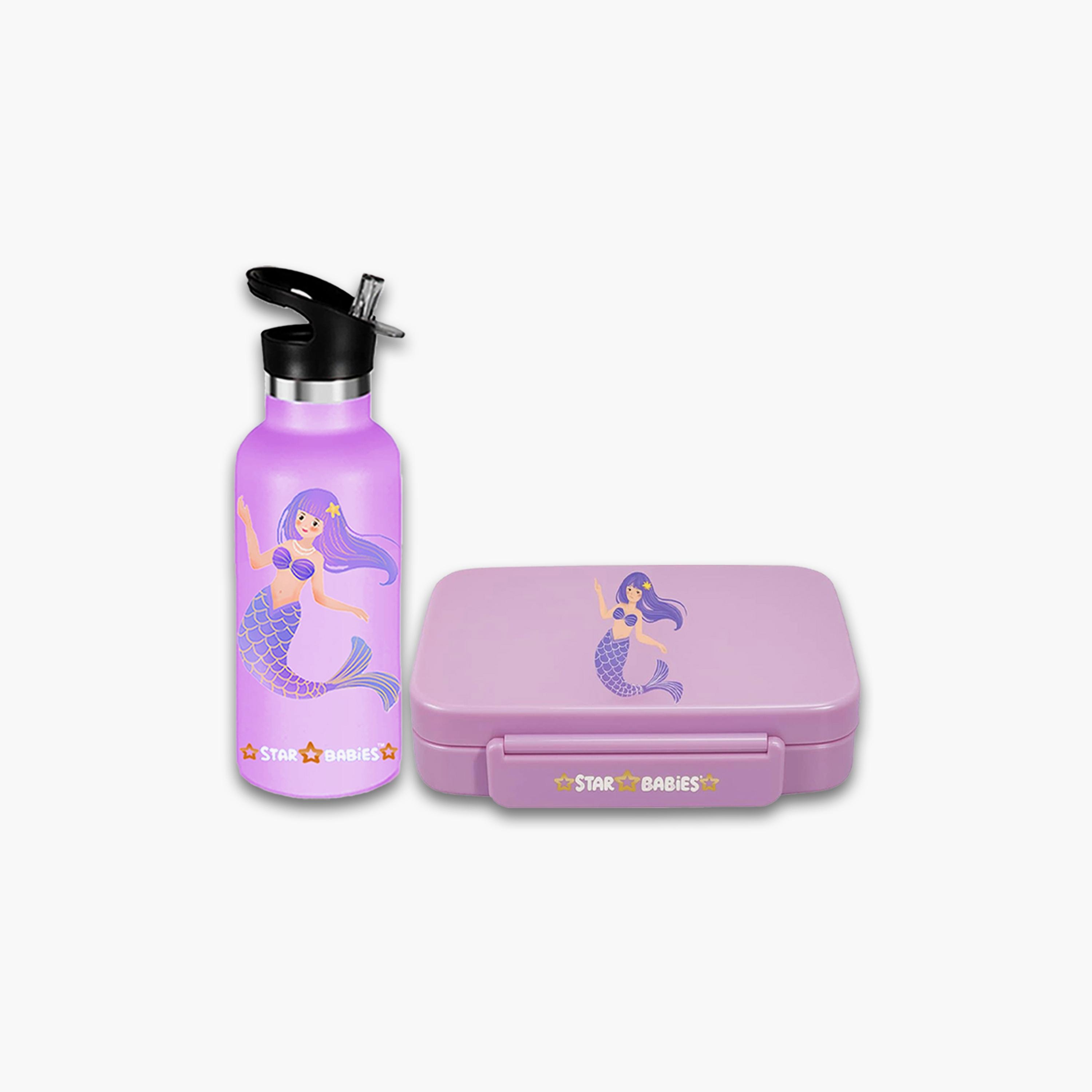 Star Babies Little Mermaid Print Lunch Box & Water Bottle Set - 998ml-school-lunchessentials-lunchboxes-image-1