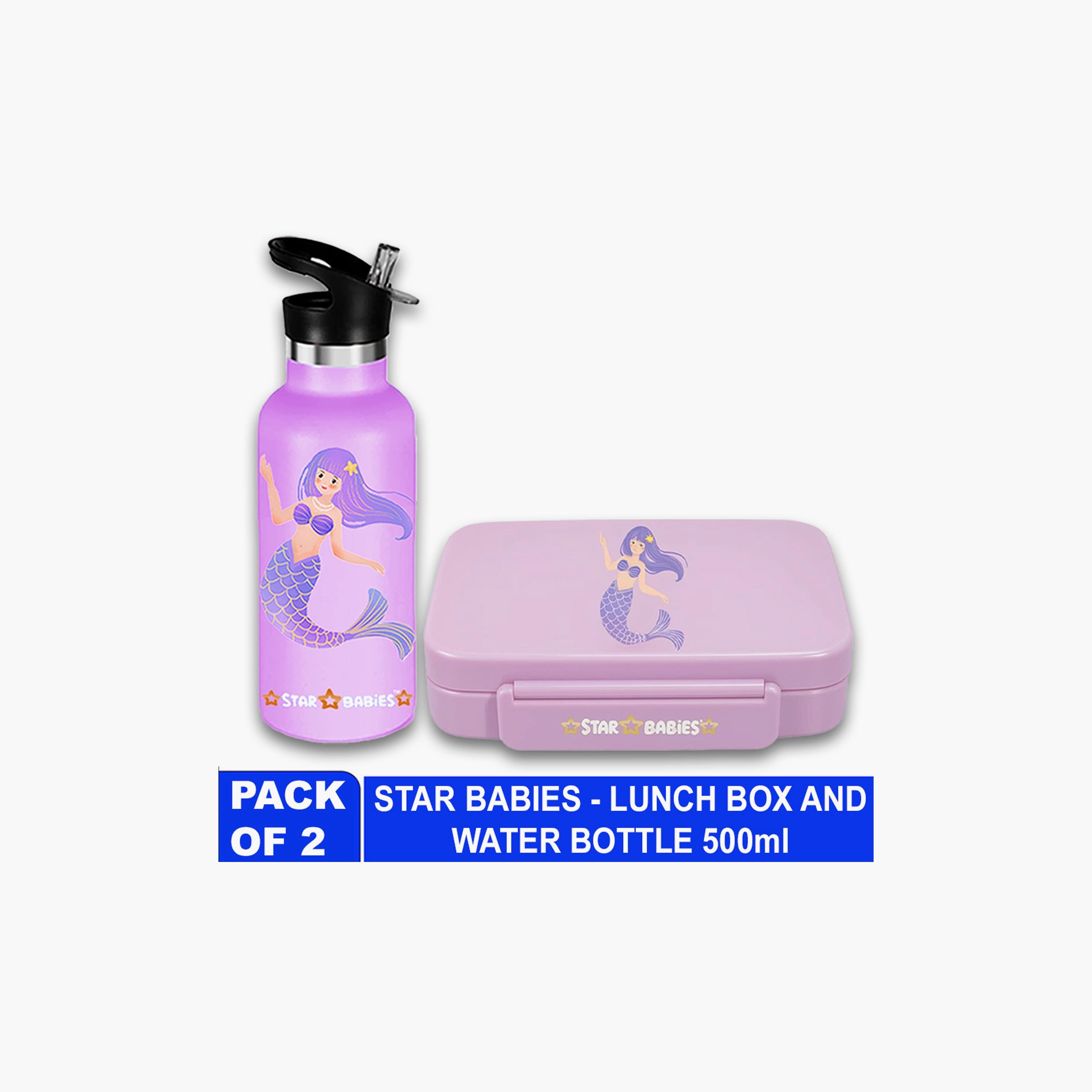 Star Babies Little Mermaid Print Lunch Box & Water Bottle Set - 998ml-school-lunchessentials-lunchboxes-image-2