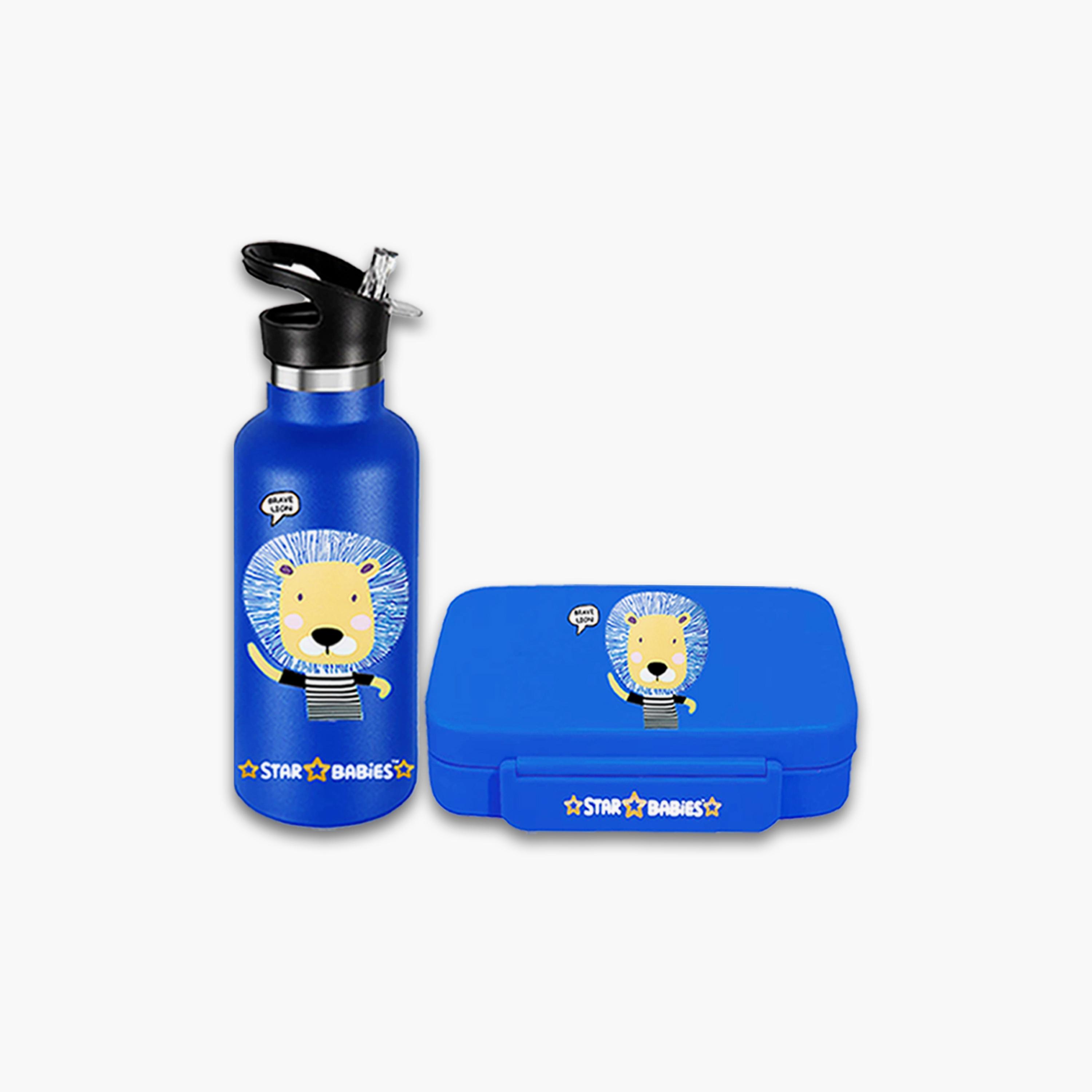 Star Babies Brave Lion Print Lunch Box & Water Bottle Set - 998ml-school-lunchessentials-lunchboxes-image-1