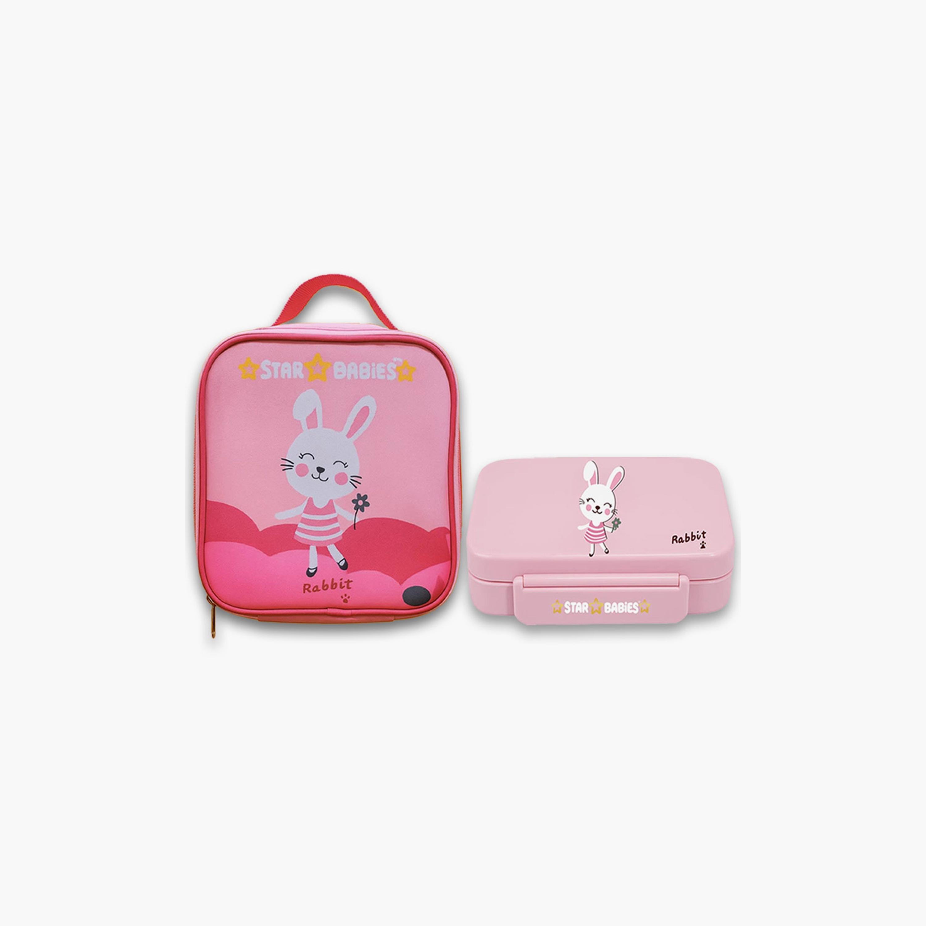 Star Babies Cute Rabbit Print Lunch Bag & Lunch Box Set - 998ml-school-lunchessentials-sets-image-1