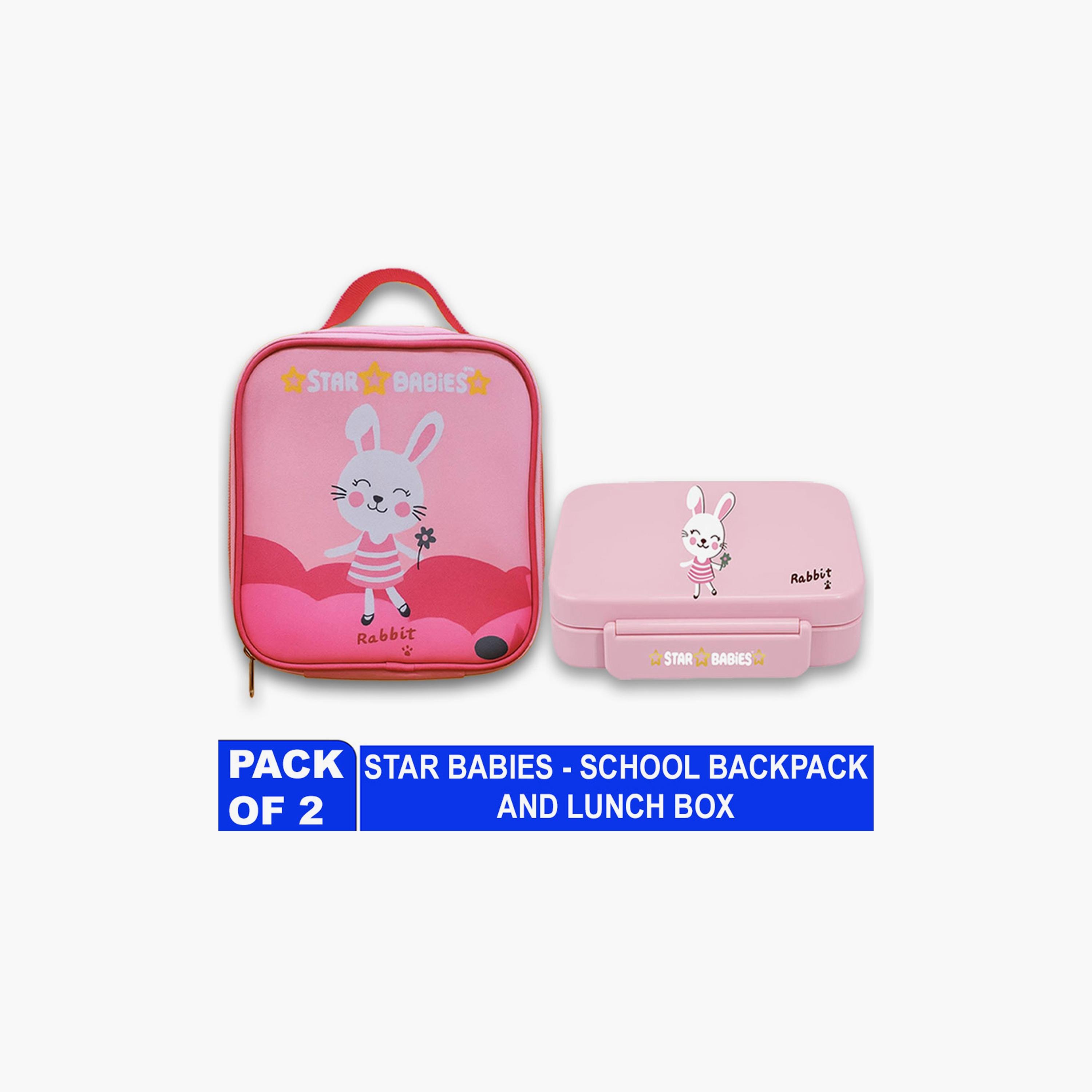 Star Babies Cute Rabbit Print Lunch Bag & Lunch Box Set - 998ml-school-lunchessentials-sets-image-2