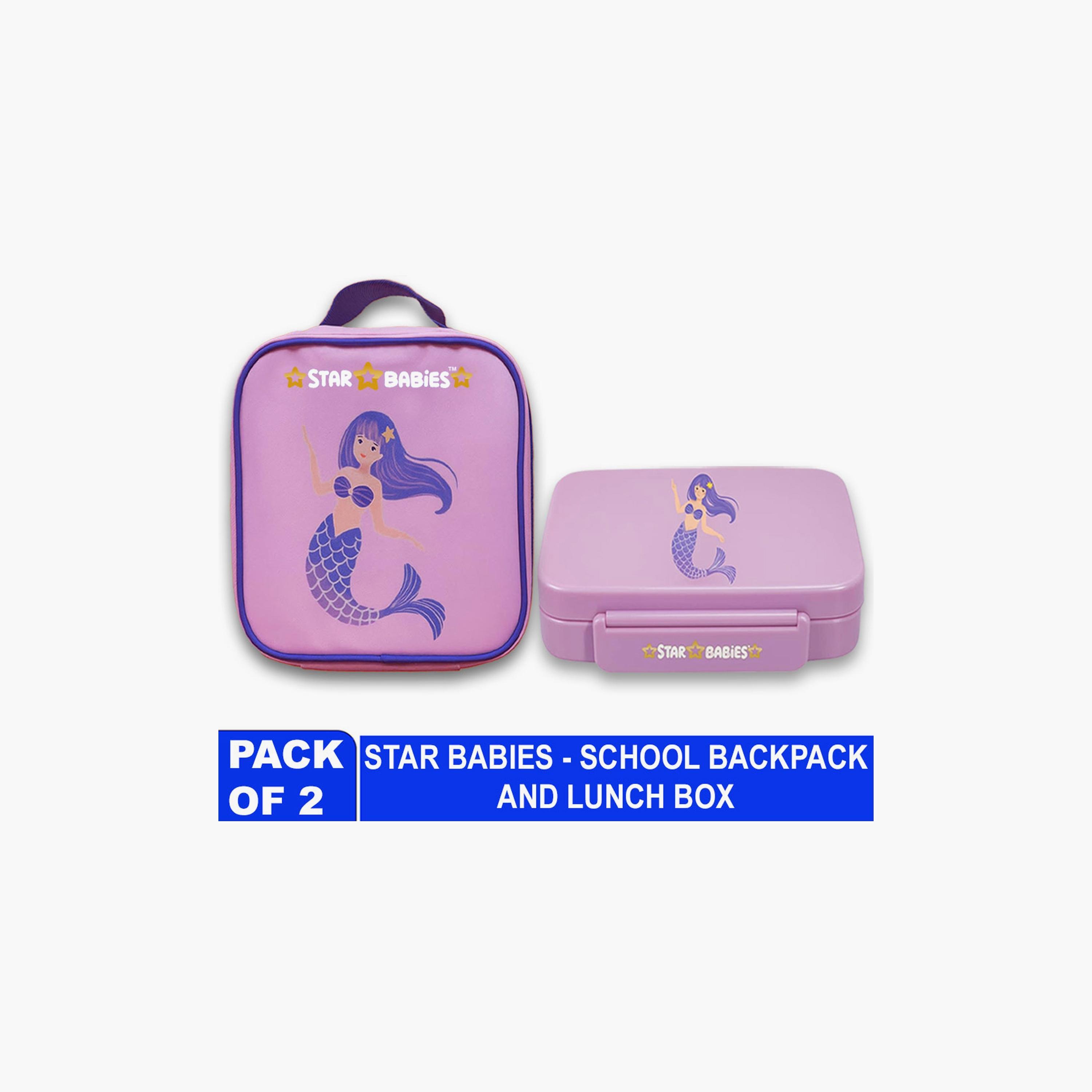 Star Babies Little Mermaid Print Lunch Bag & Lunch Box Set - 998ml-school-lunchessentials-lunchbags-image-2