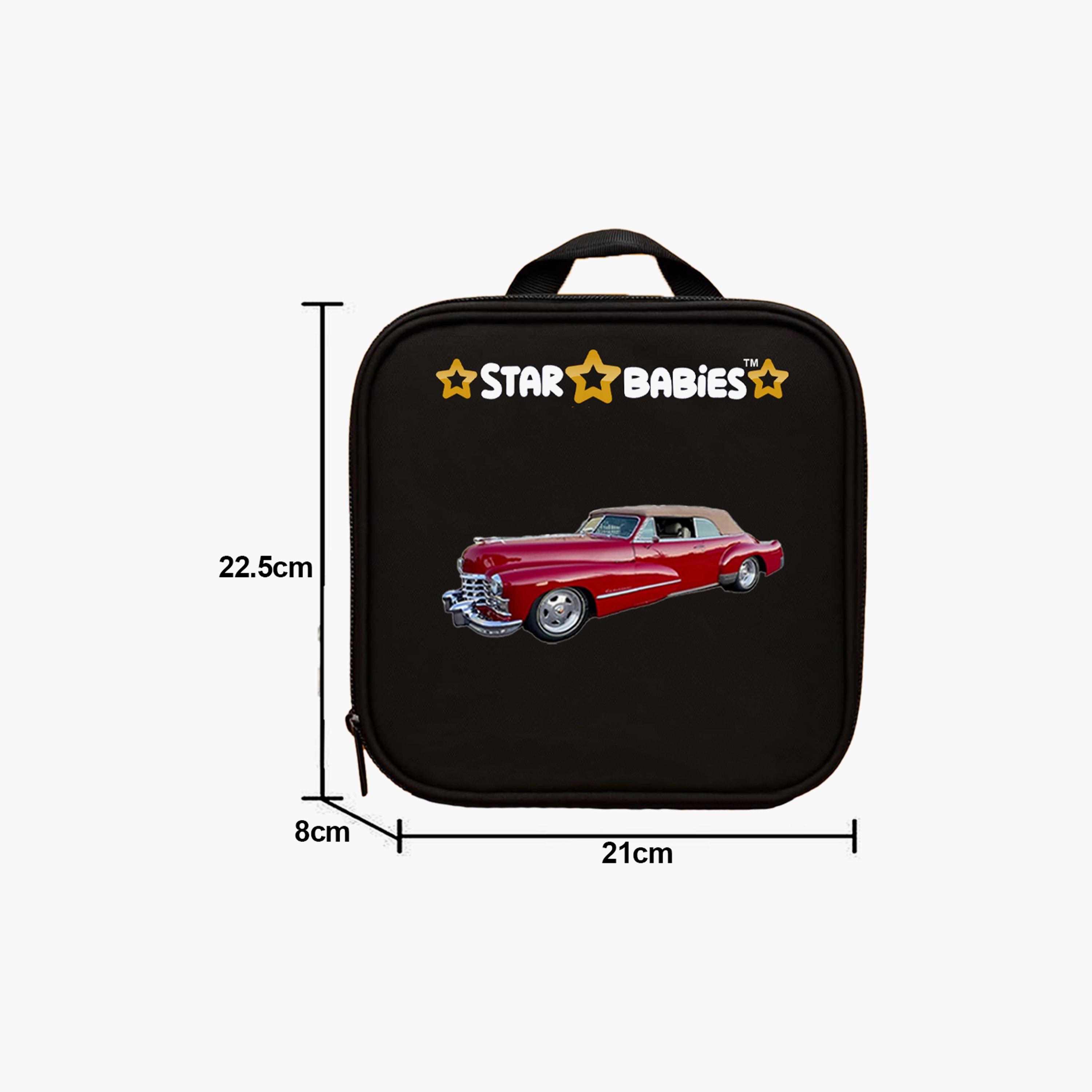 Star Babies Retro Car Print Lunch Bag & Water Bottle Set - 9inch-school-lunchessentials-lunchbags-image-3