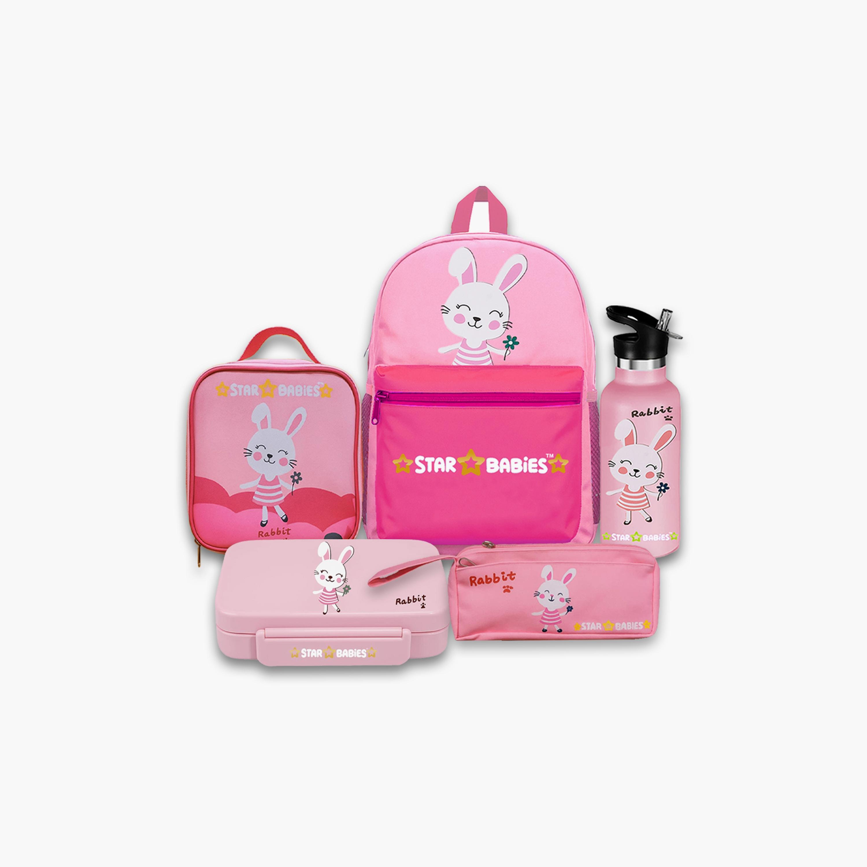Star Babies 5-Piece Backpack Set - Cute Rabbit - 16inch-school-bagsandbackpacks-sets-image-1