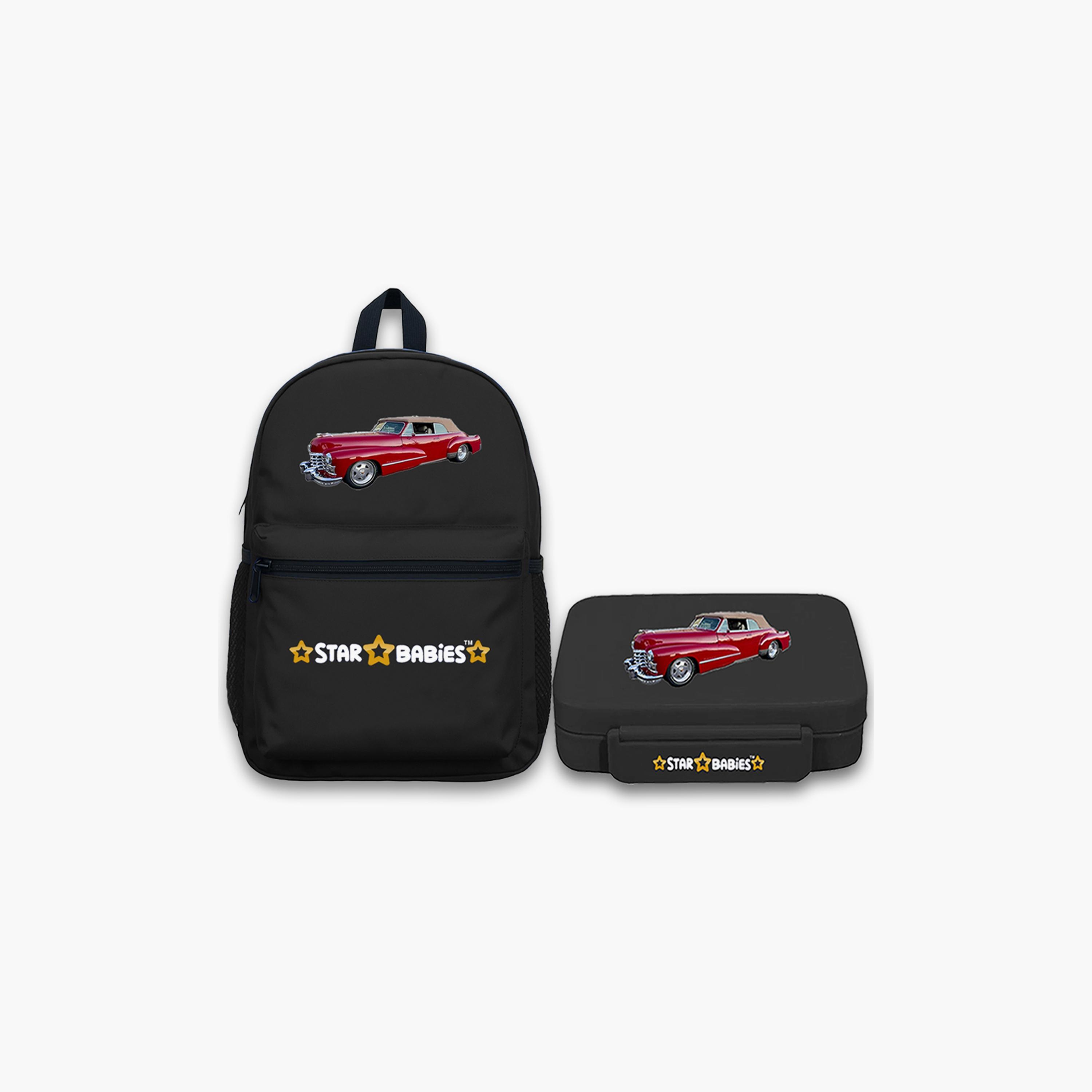 Star Babies Retro Car Print Backpack & Lunchbox Set - 16inch-school-bagsandbackpacks-sets-image-1