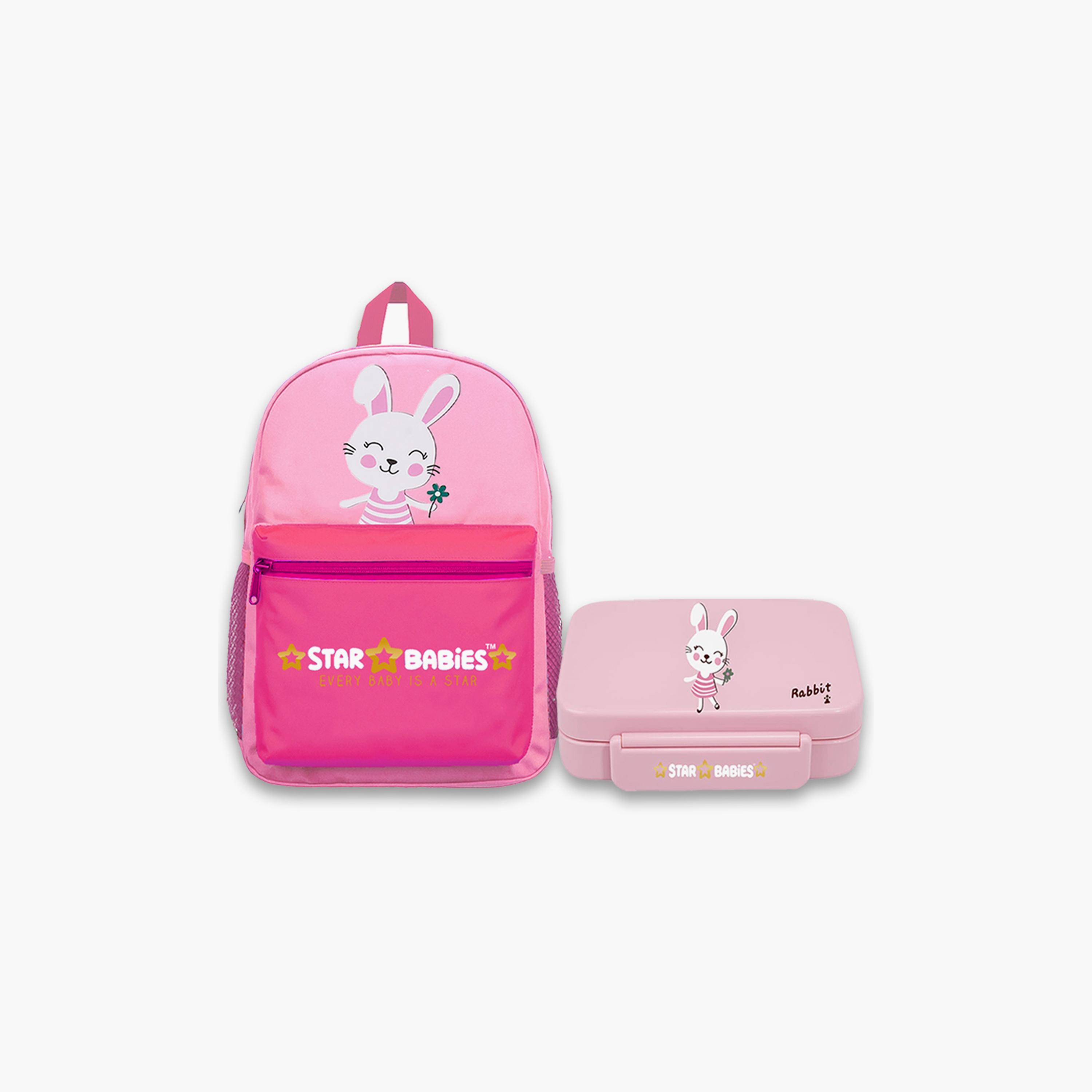 Star Babies Cute Rabbit Print Backpack & Lunchbox Set - 16inch-school-bagsandbackpacks-sets-image-1