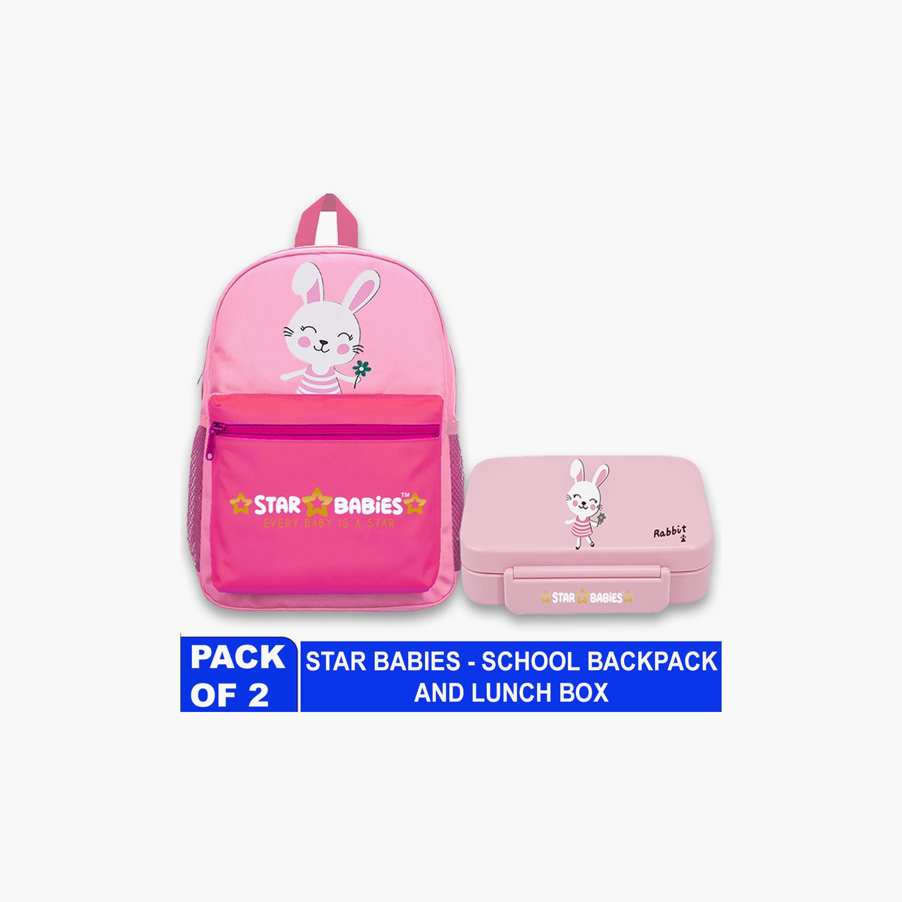 Star Babies Cute Rabbit Print Backpack & Lunchbox Set - 16inch-school-bagsandbackpacks-sets-image-2