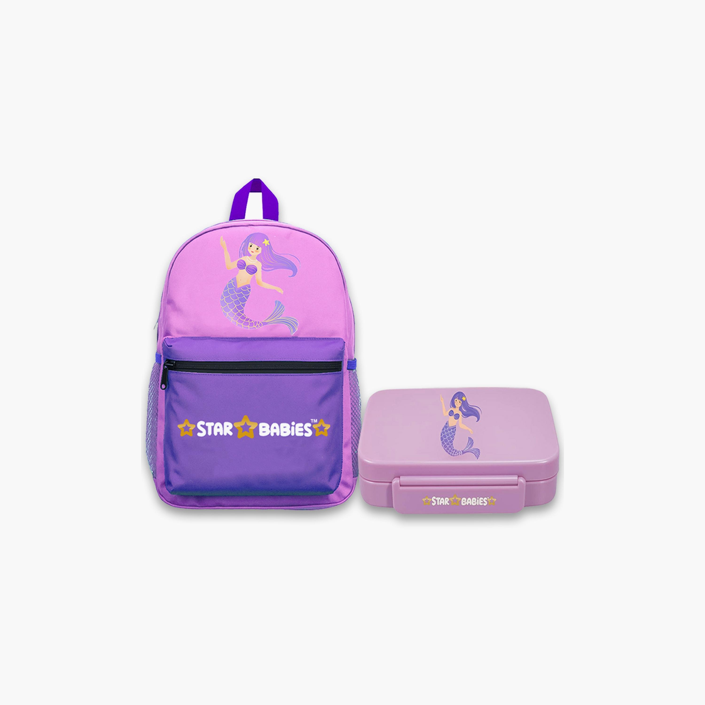 طقم حقيبة ظهر وصندوق غداء بطبعة حورية البحر الصغيرة من ستار بيبيز - 16 بوصة-school-bagsandbackpacks-sets-image-1