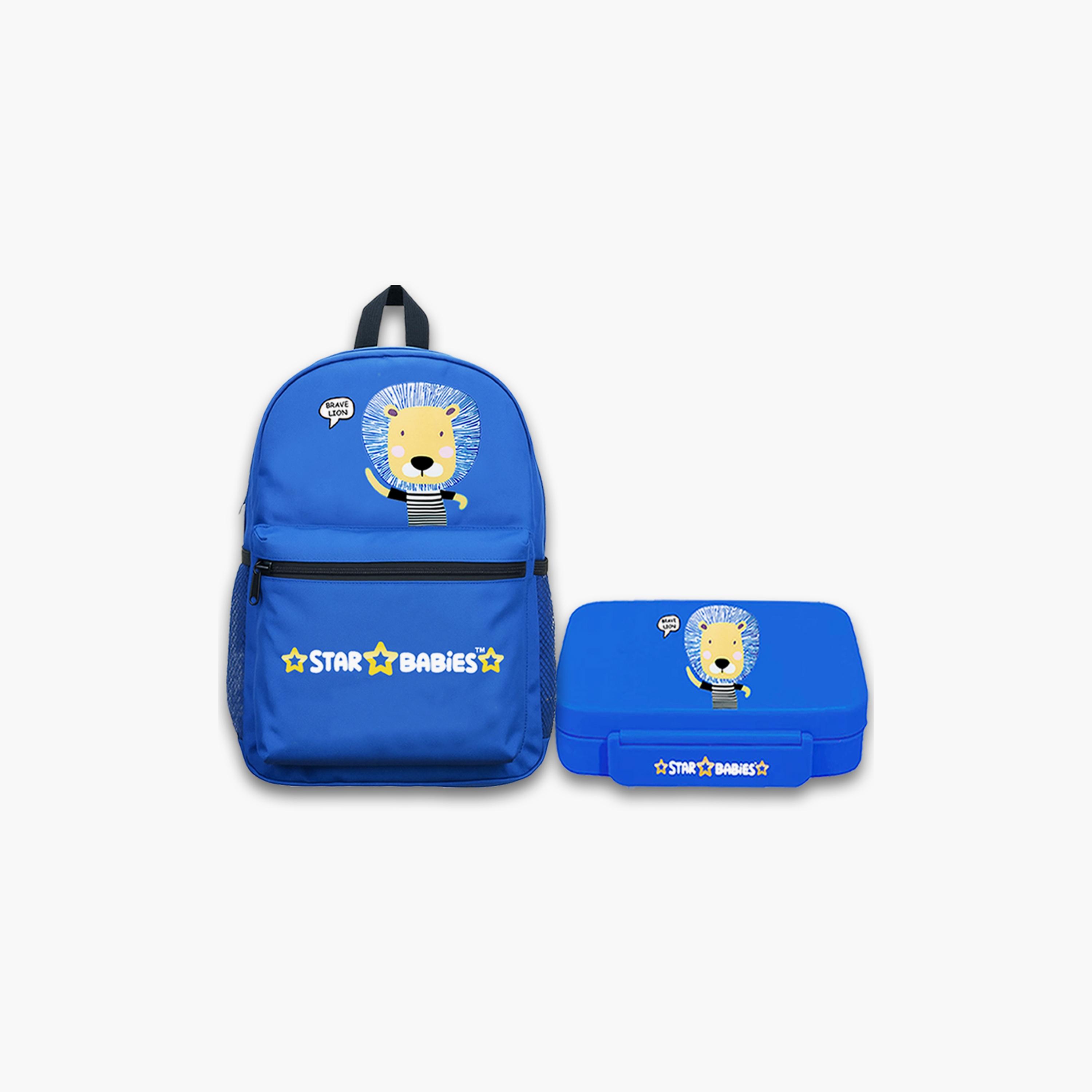 طقم حقيبة ظهر وصندوق غداء بطبعة أسد شجاع من ستار بيبيز - 16 بوصة-school-bagsandbackpacks-sets-image-1