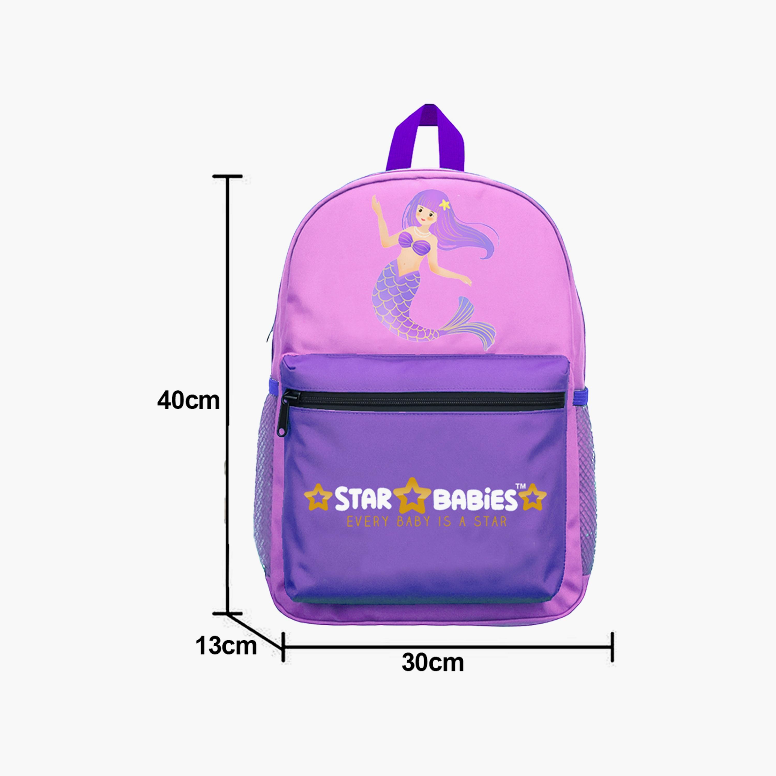 Star Babies Little Mermaid Print Backpack & Water Bottle Set - 16inch-school-bagsandbackpacks-sets-image-3