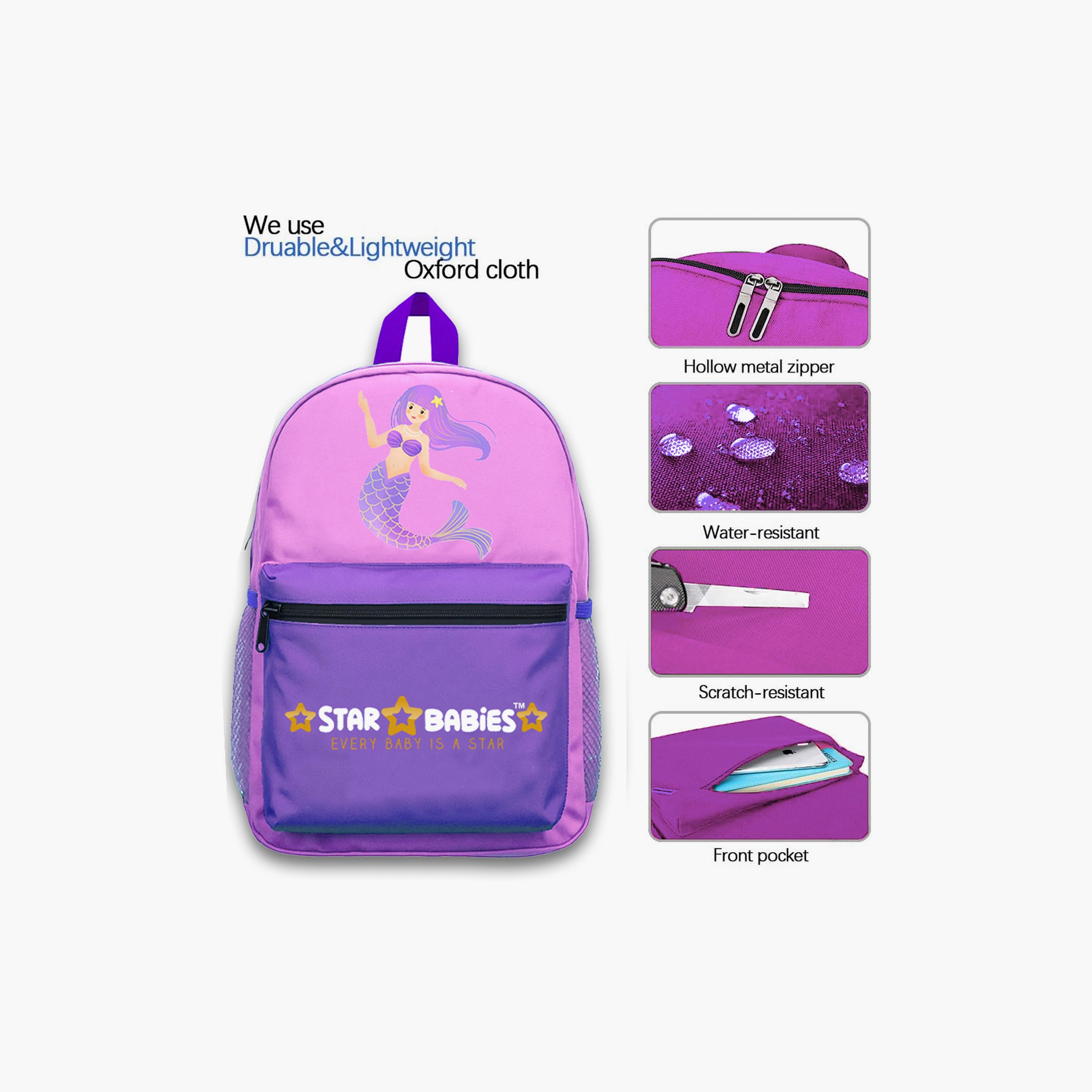 Star Babies Little Mermaid Print Backpack & Water Bottle Set - 16inch-school-bagsandbackpacks-sets-image-4