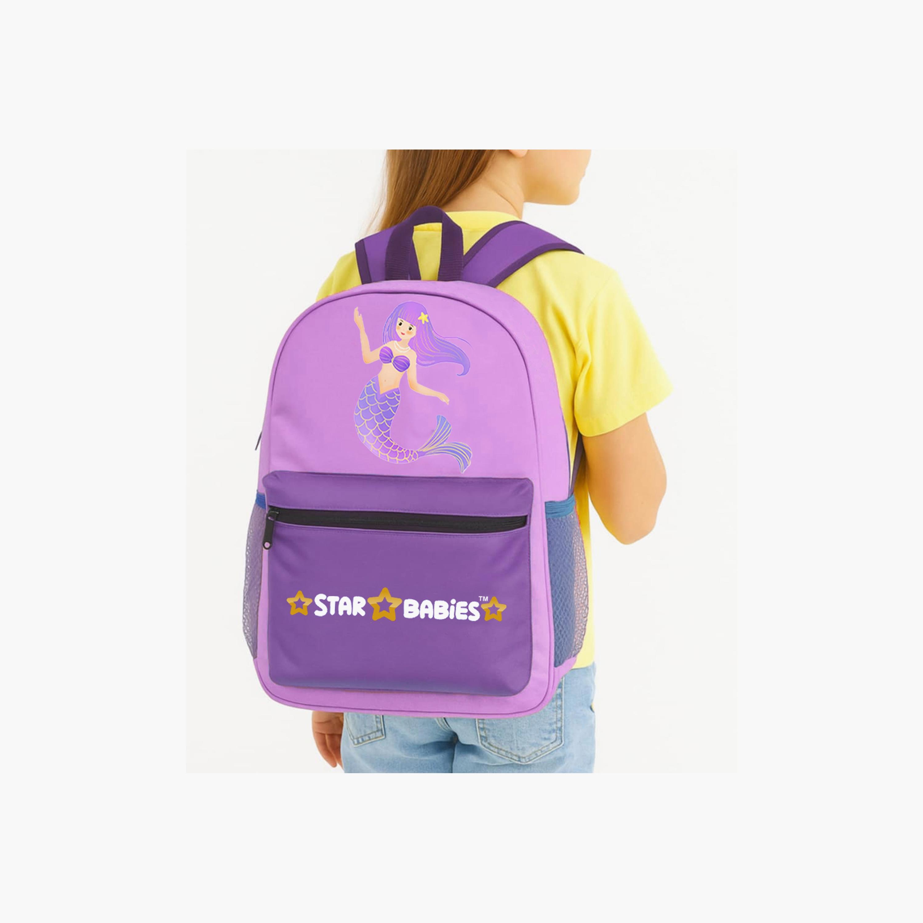 Star Babies Little Mermaid Print Backpack with Water Bottle & Lunchbox Set - 16inch-school-bagsandbackpacks-sets-image-5