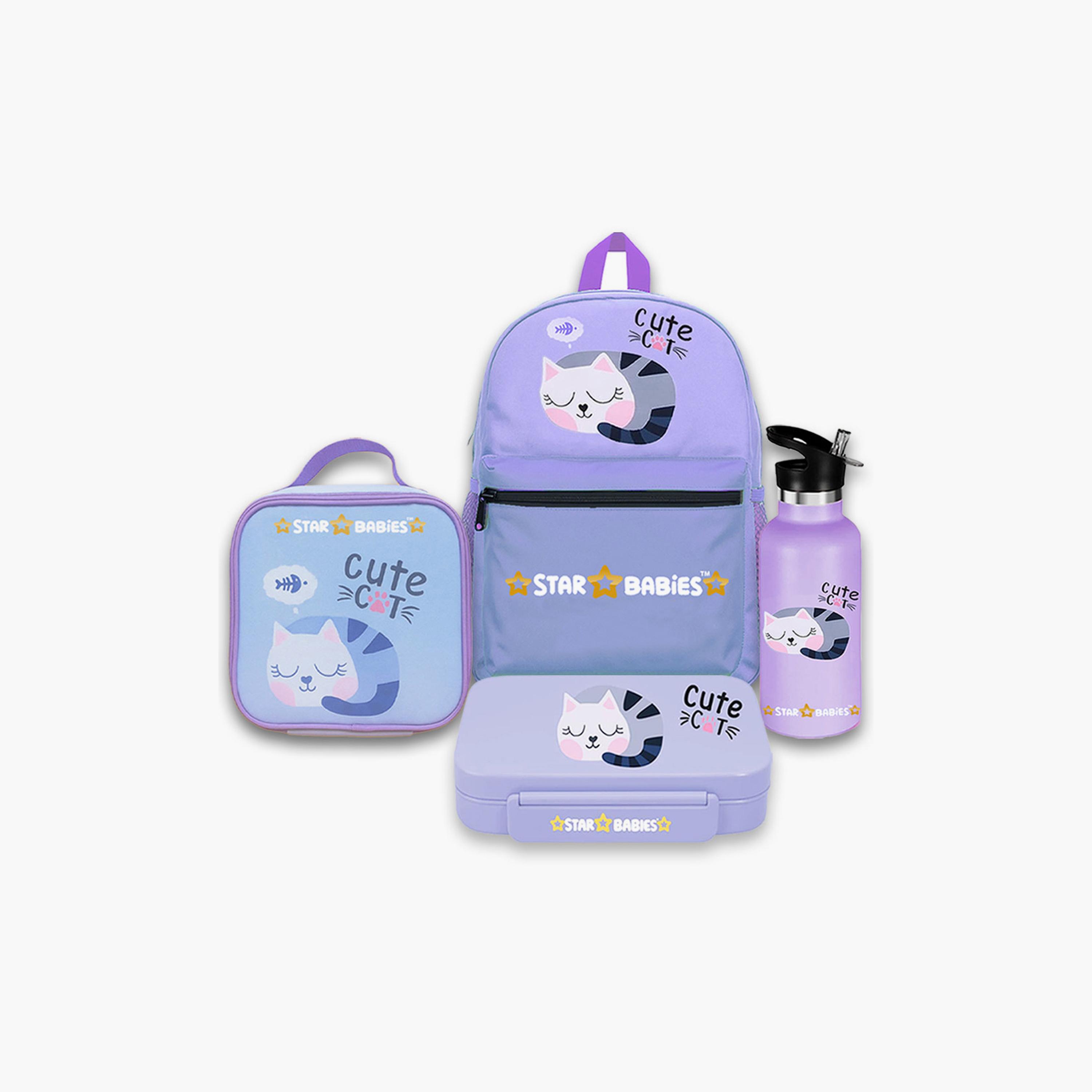 Star Babies 4-Piece Backpack Set - Cute Cat - 16inch-school-bagsandbackpacks-sets-image-1