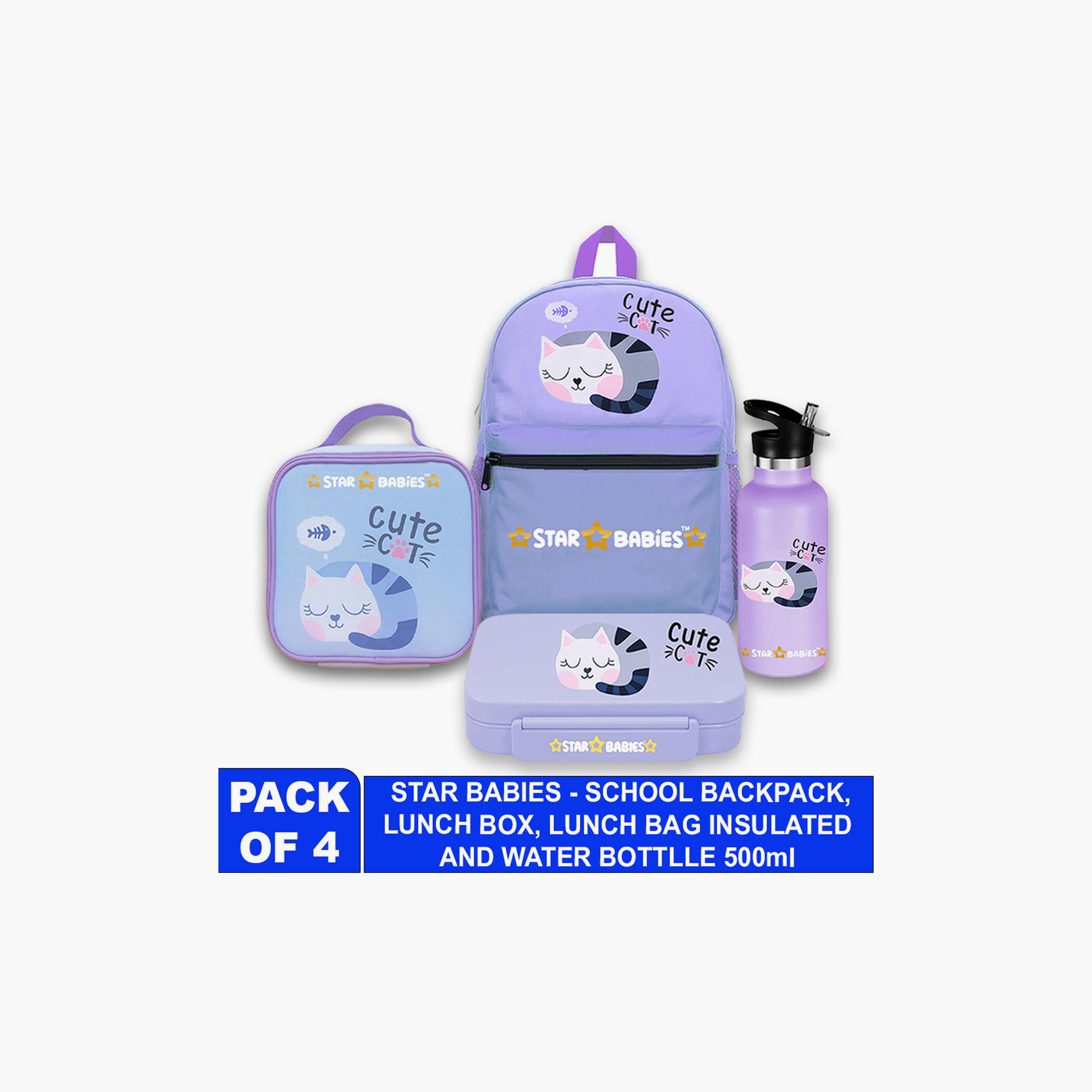 Star Babies 4-Piece Backpack Set - Cute Cat - 16inch-school-bagsandbackpacks-sets-image-2